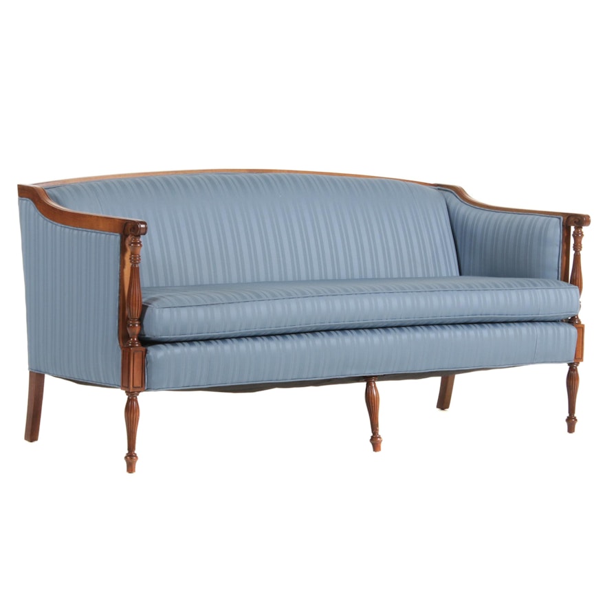 Sam Moore Federal Sheraton Style Damask Upholstered Sofa, Late 20th Century