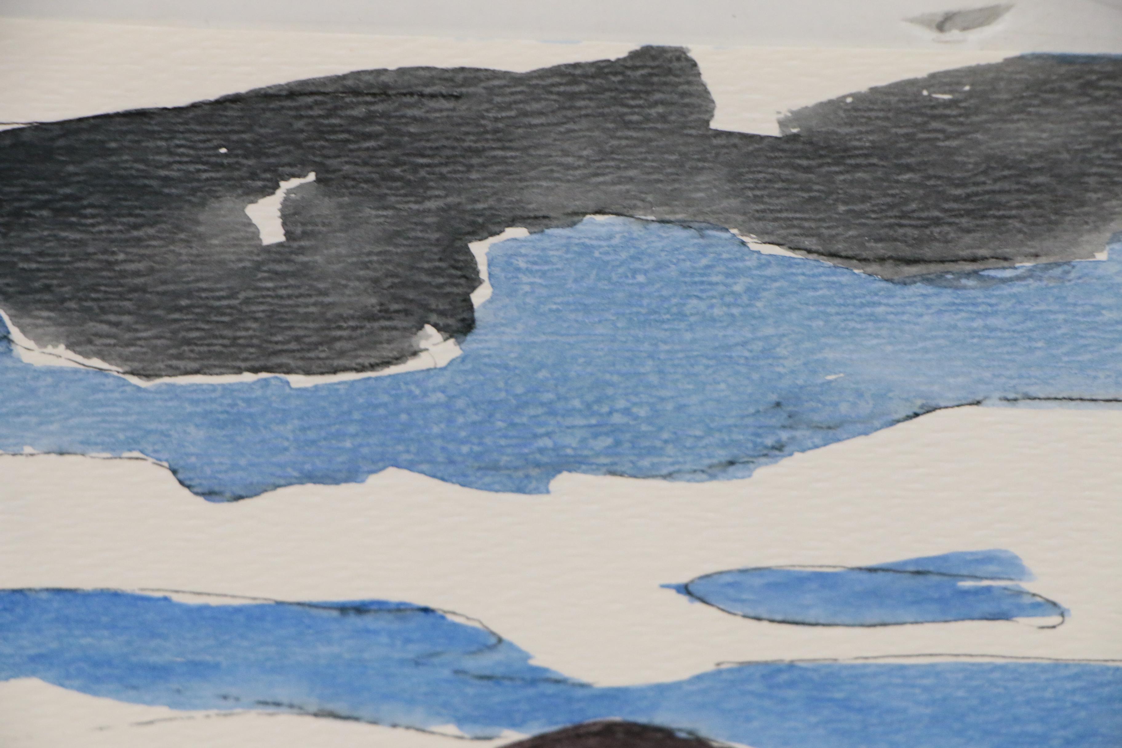 Robert Herrmann Harbor Scene Watercolor Painting, 1995