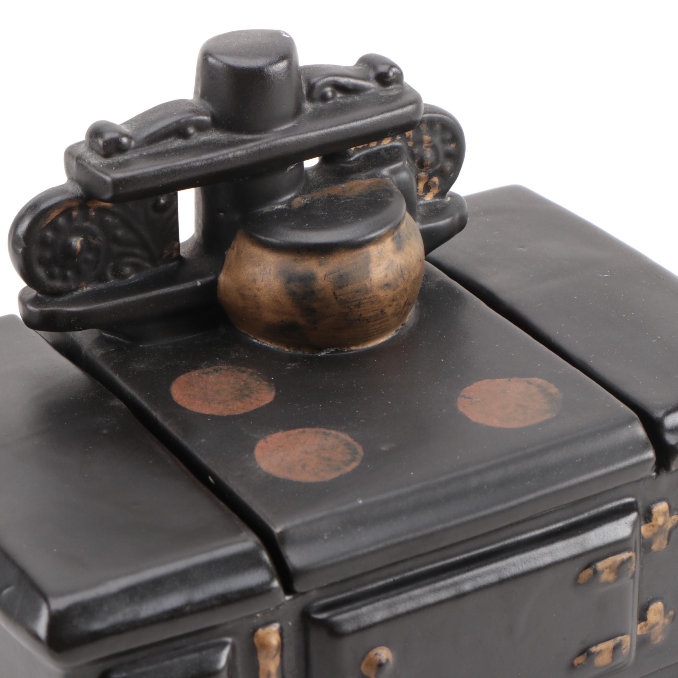 McCoy Ceramic Black Cook Stove Cookie Jar, Mid-20th Century