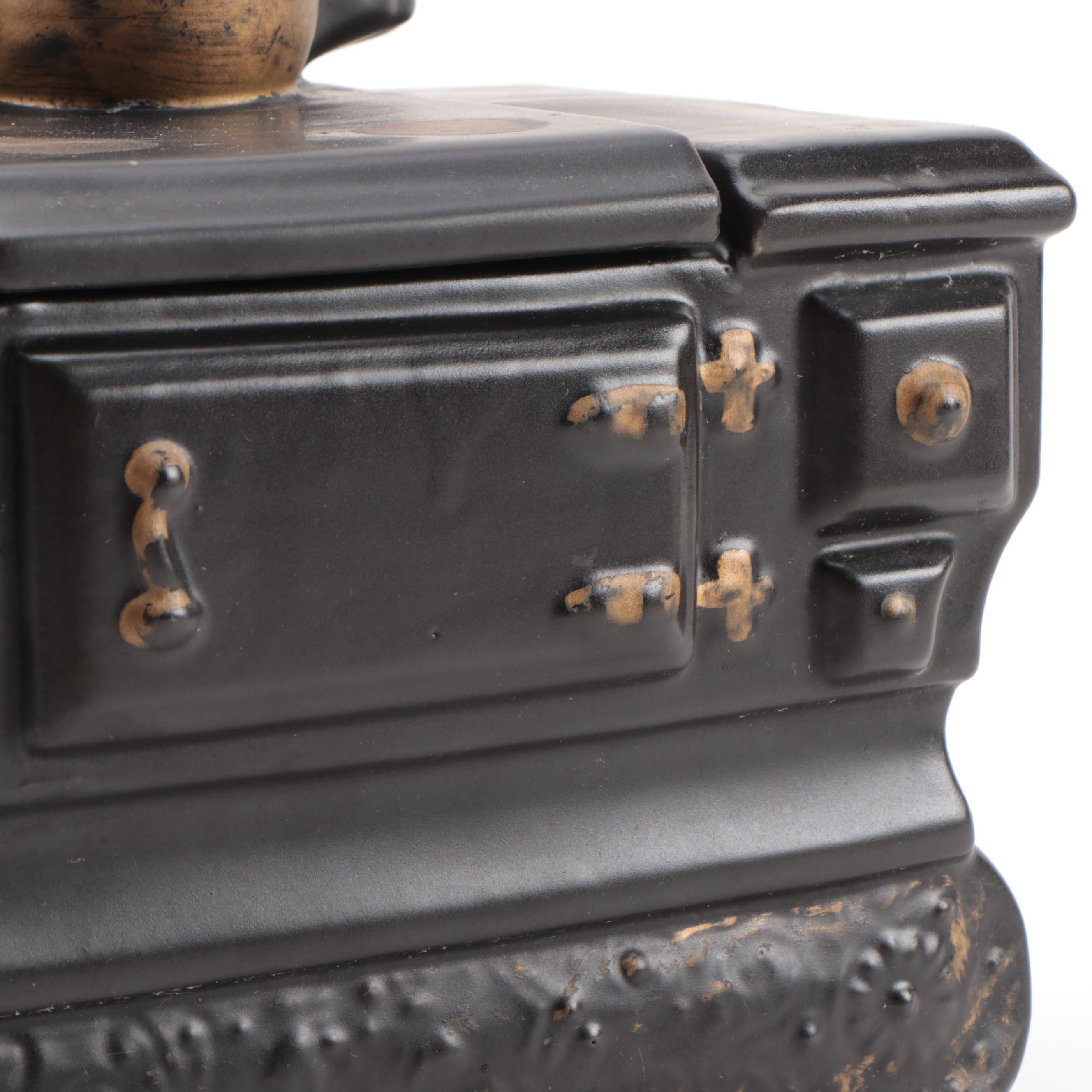 McCoy Ceramic Black Cook Stove Cookie Jar, Mid-20th Century