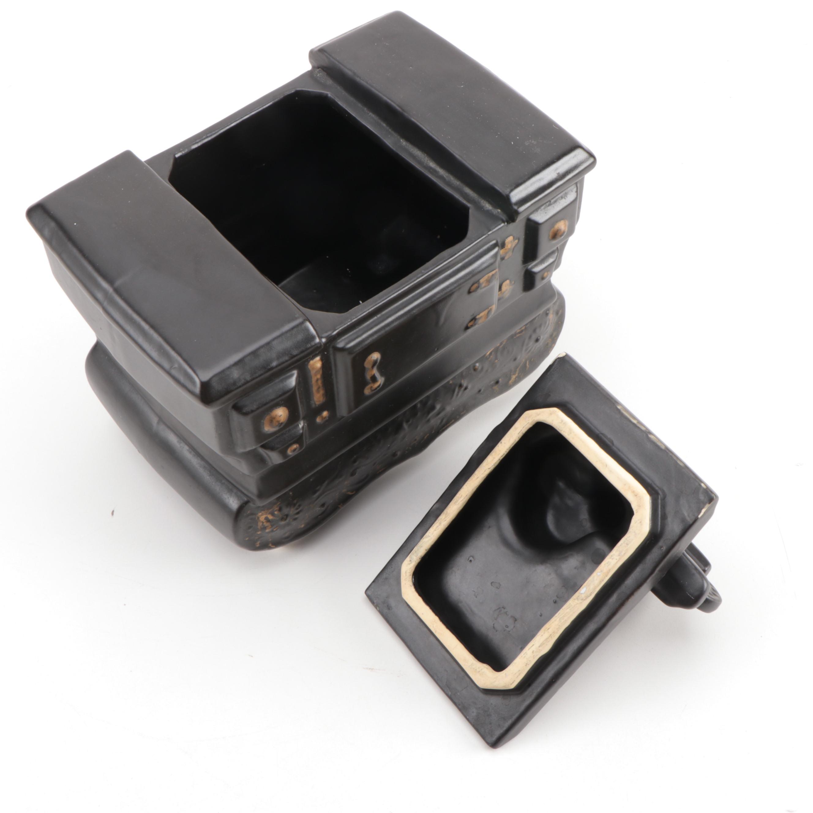 McCoy Ceramic Black Cook Stove Cookie Jar, Mid-20th Century