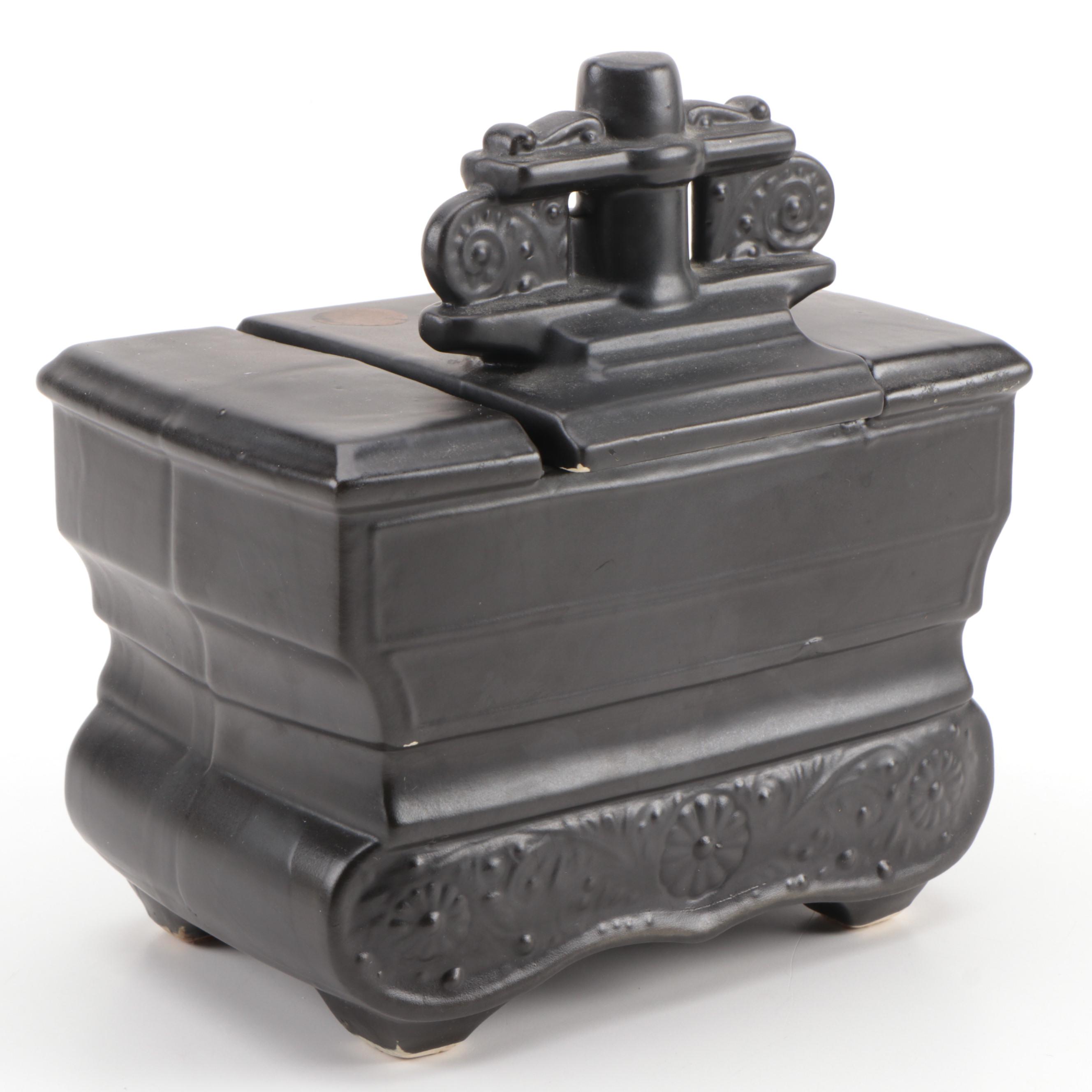 McCoy Ceramic Black Cook Stove Cookie Jar, Mid-20th Century