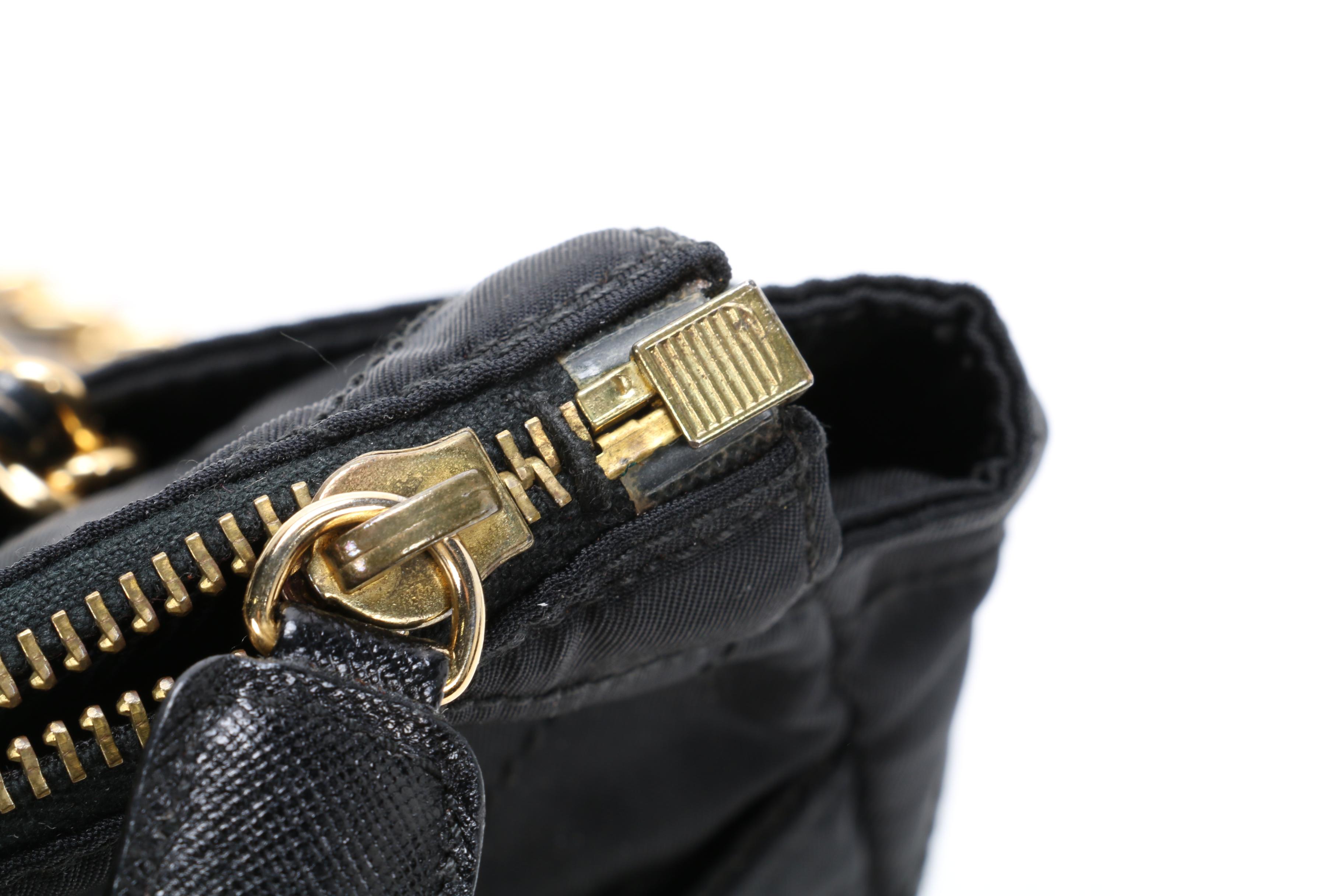 Prada Chain Strap Shoulder Bag in Black Tessuto Nylon