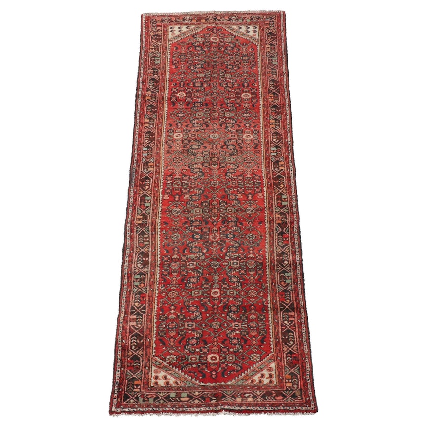 3'5 x 10'1 Hand-Knotted Persian Hamadan Wool Long Rug