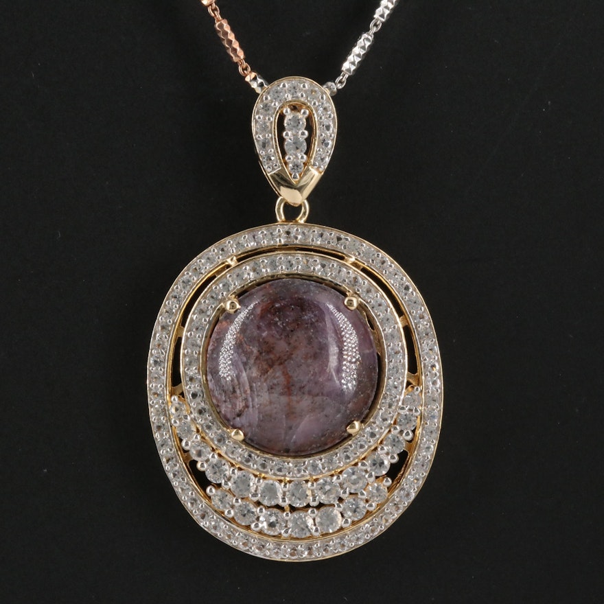 Sterling Corundum and White Sapphire Pendant Necklace