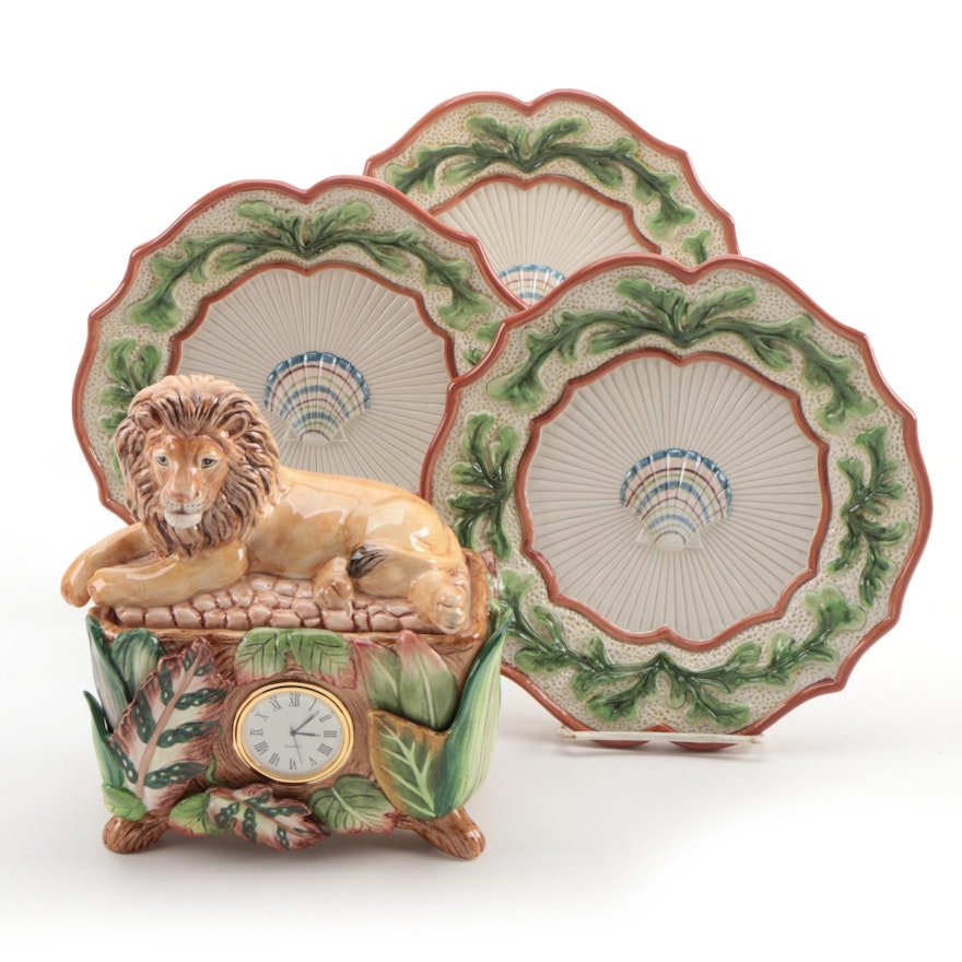 Fitz and Floyd Exotic Jungle Clock, Fish Collection Canapé Plates