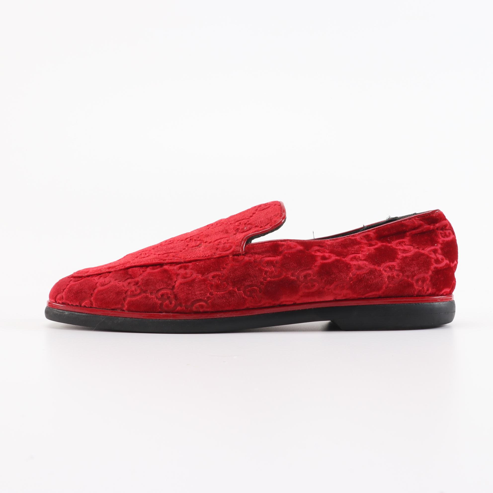 Gucci Red Guccissima Velvet Loafers