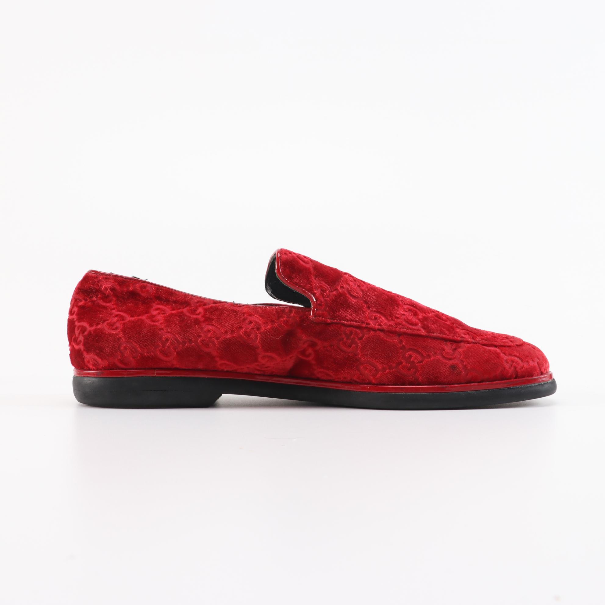 Gucci Red Guccissima Velvet Loafers