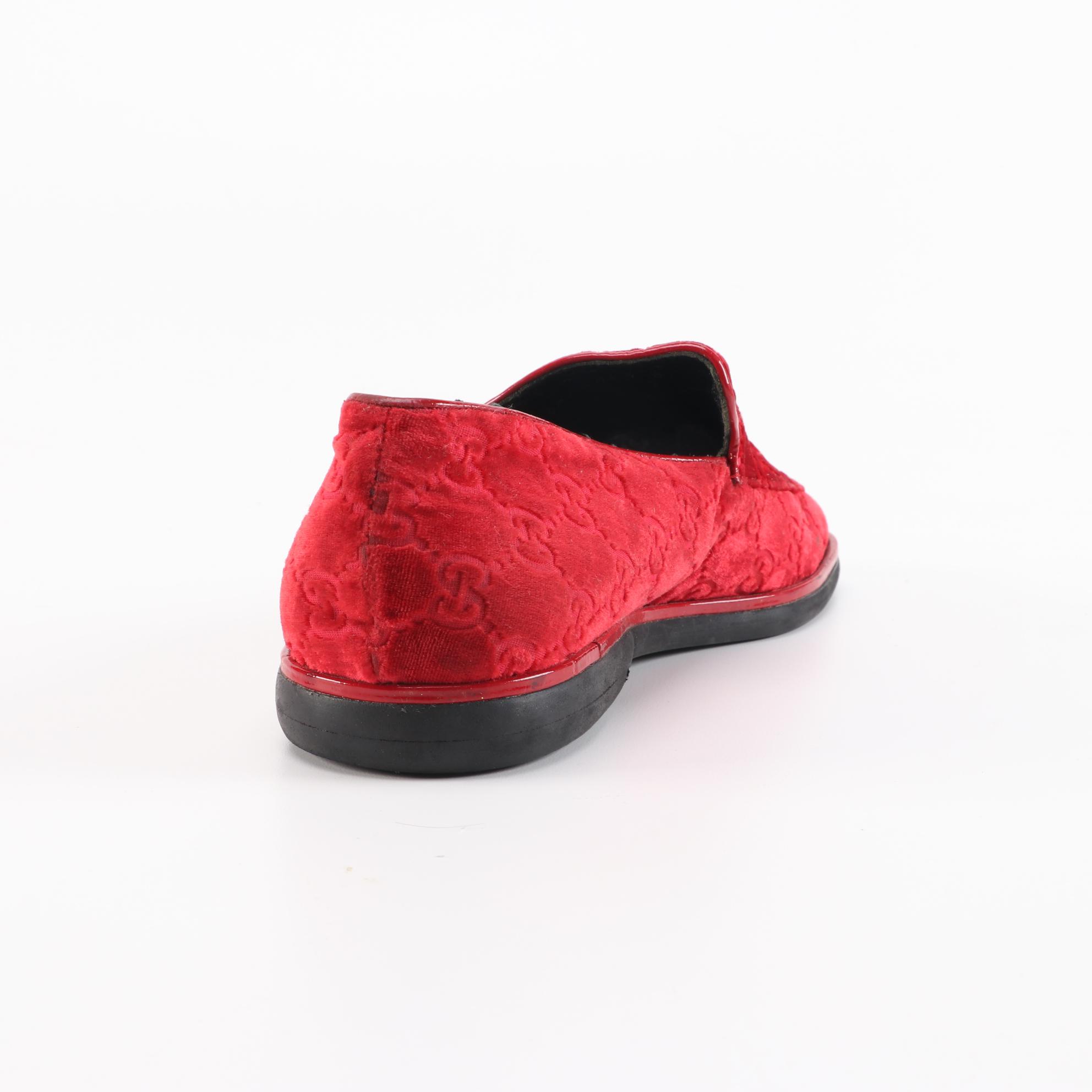 Gucci Red Guccissima Velvet Loafers