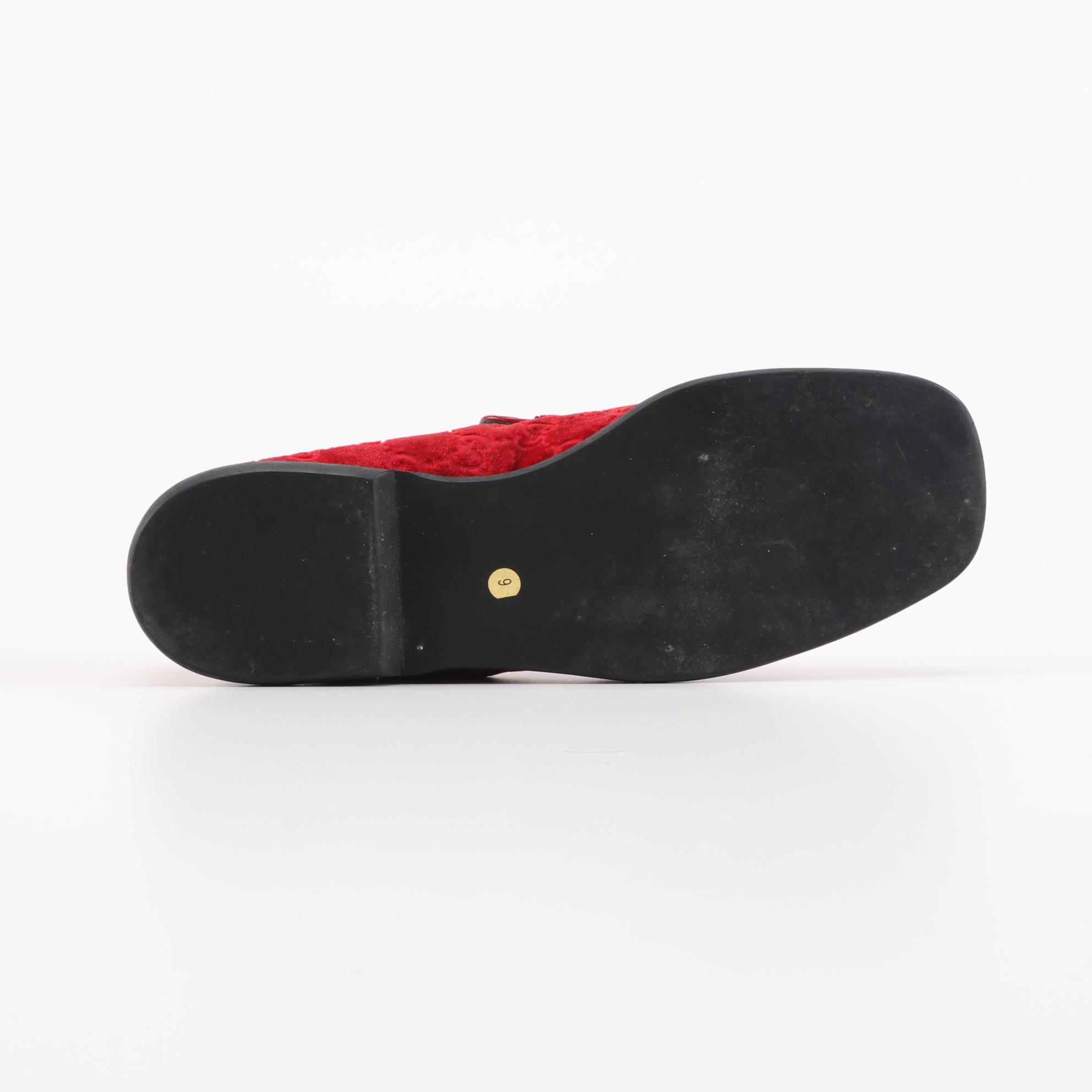 Gucci Red Guccissima Velvet Loafers