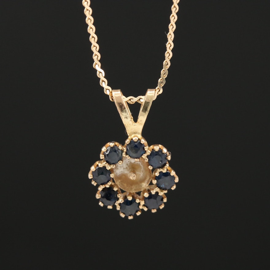 14K Sapphire Necklace Featuring Serpentine Chain