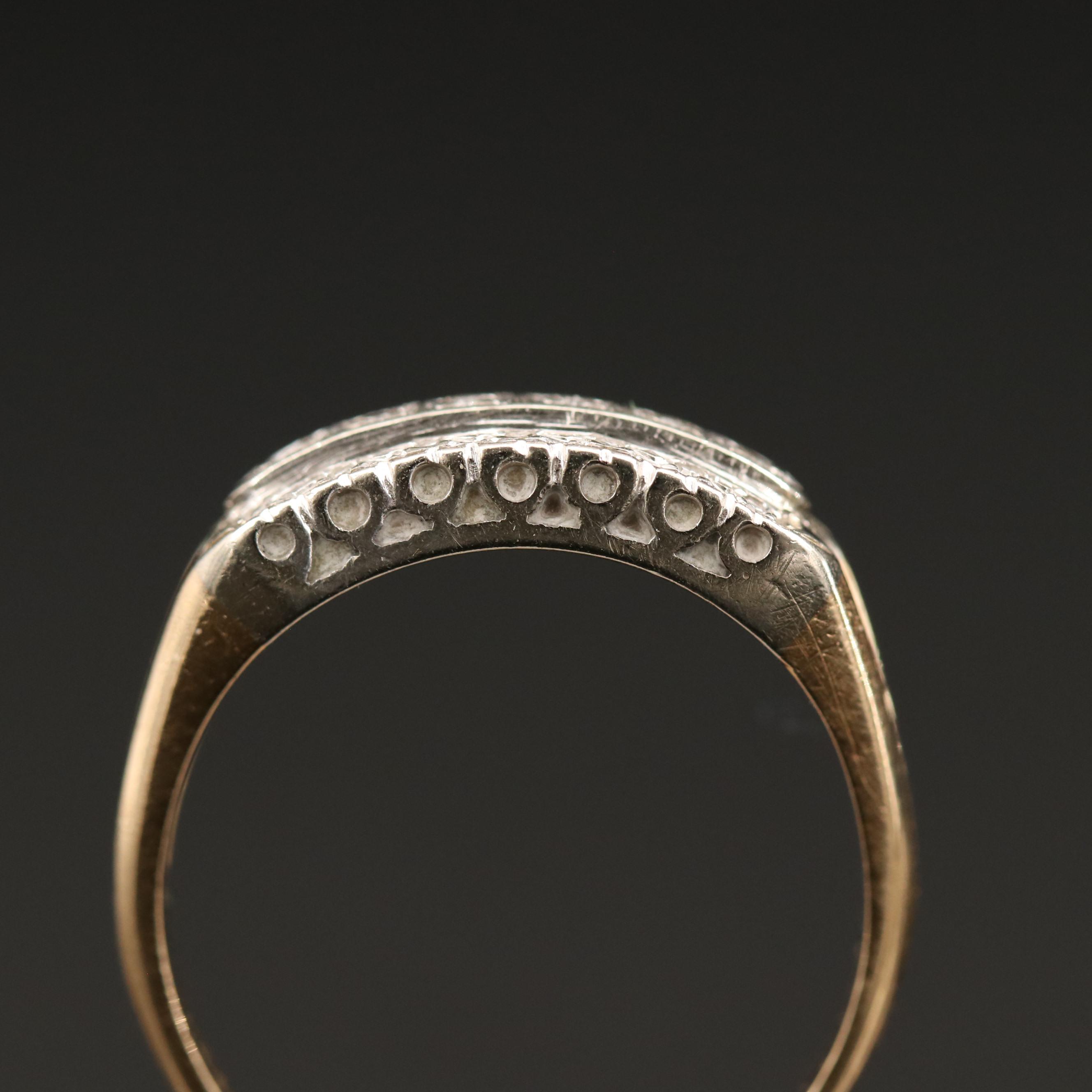 1950's 14K Triple Row Diamond Band