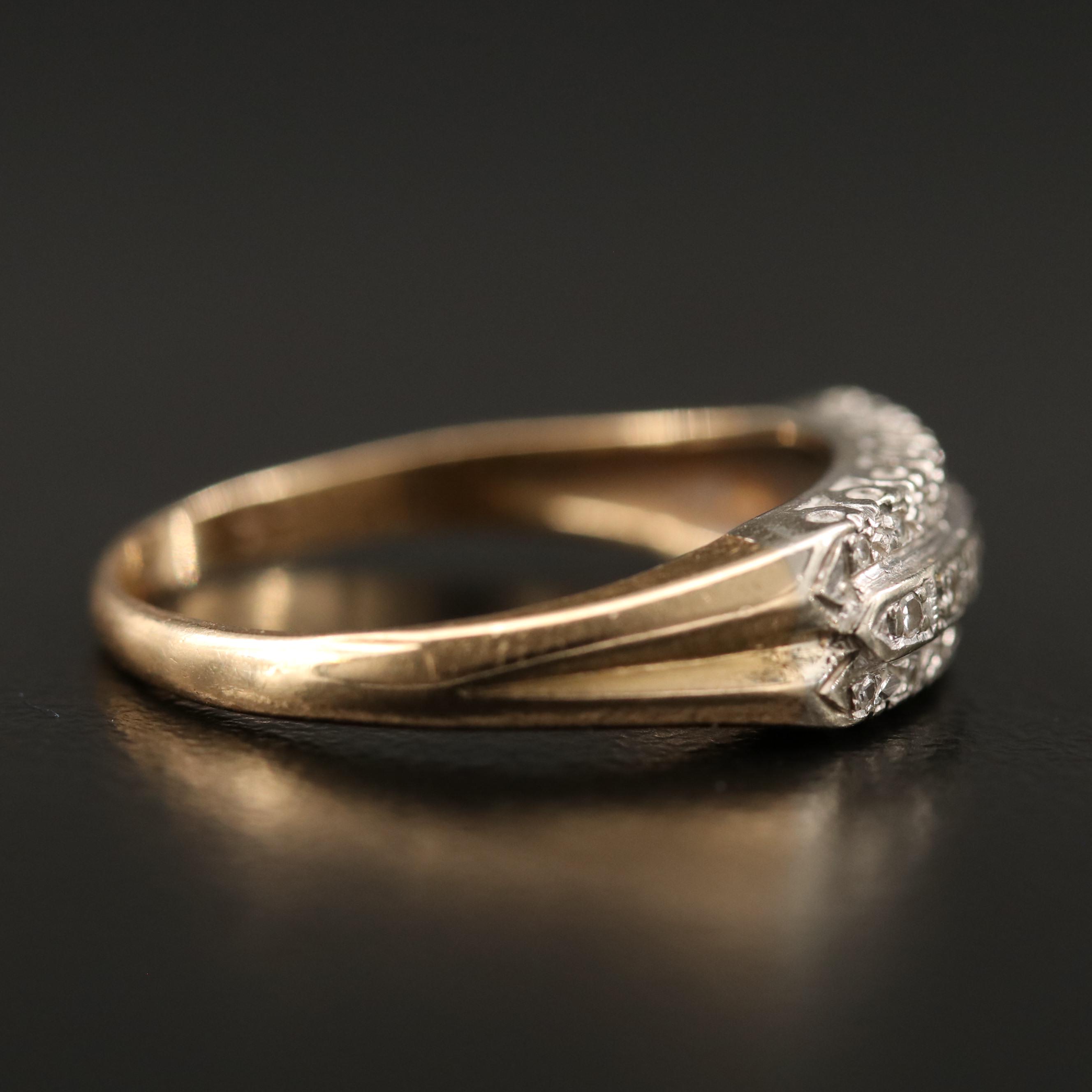 1950's 14K Triple Row Diamond Band