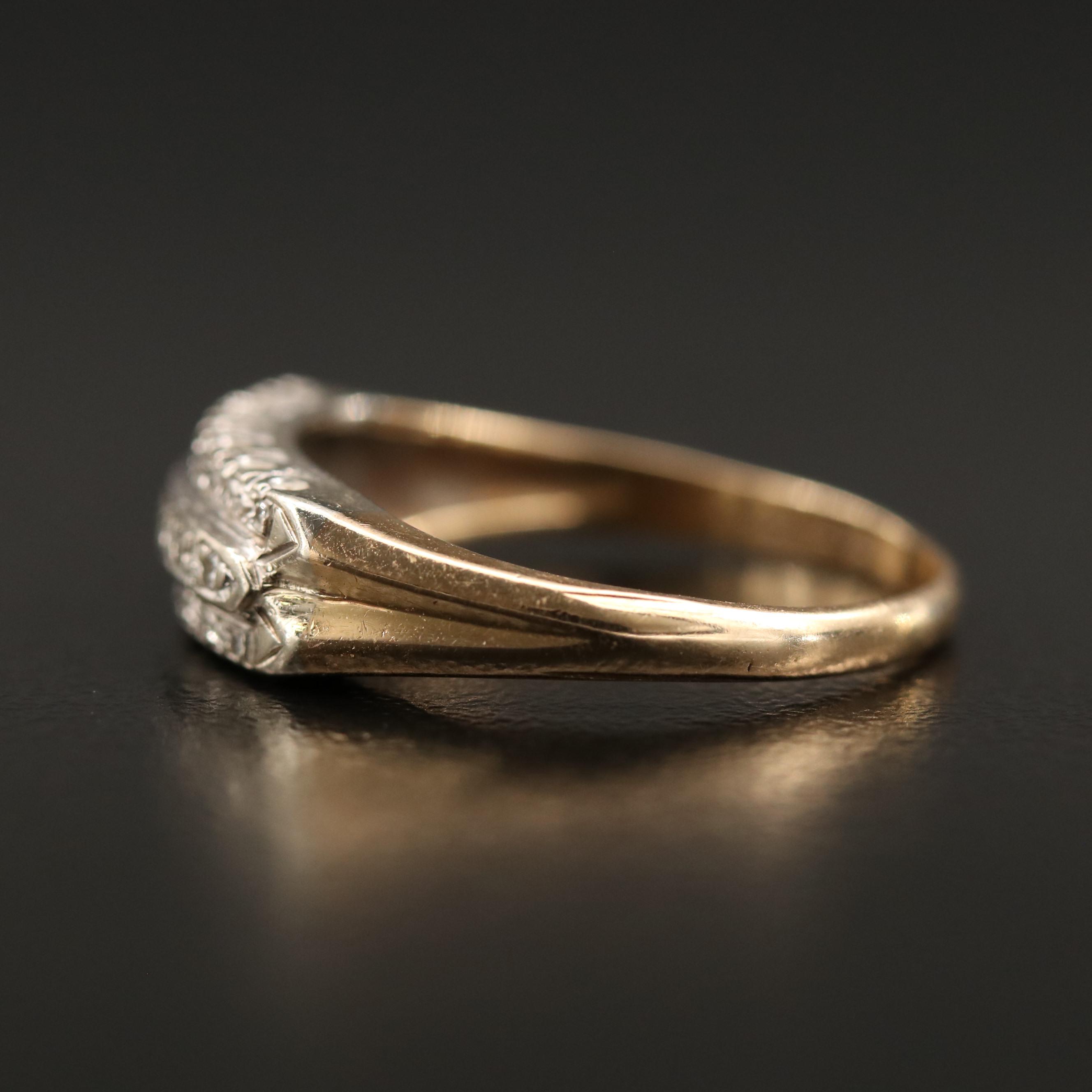 1950's 14K Triple Row Diamond Band