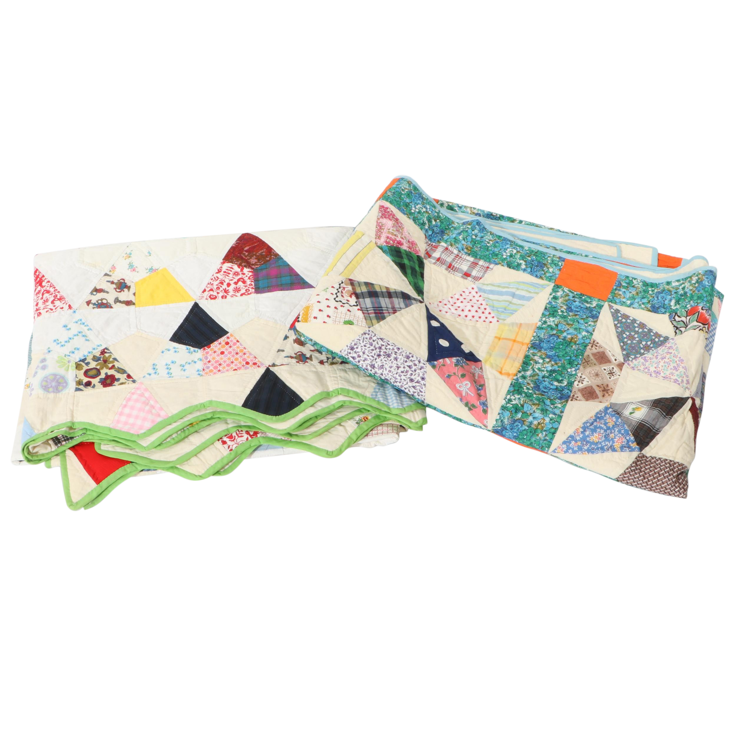 Handcrafted Pieced Equilateral Triangle Quilts, 20th Century