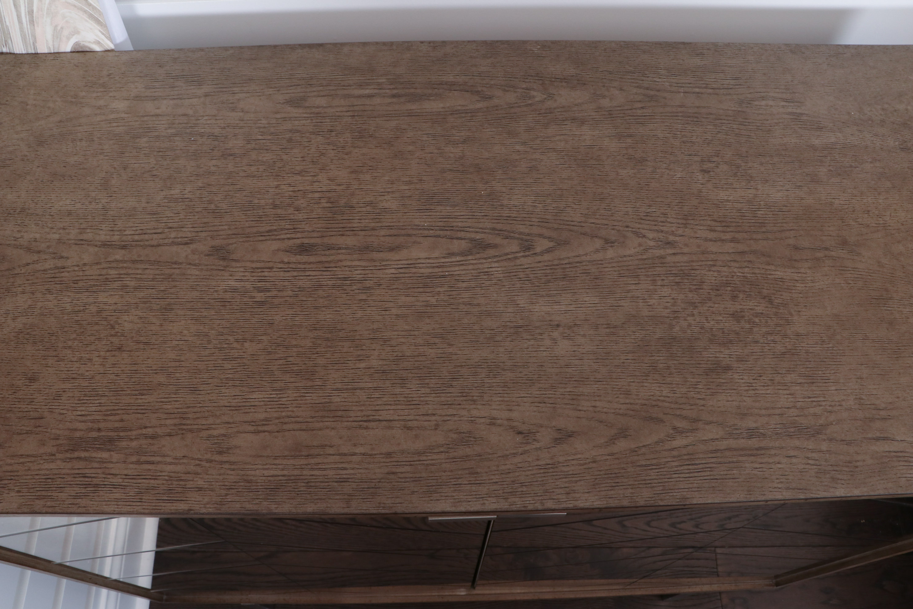 Driftwood Finish Wine Cabinet with Mirrored Doors, Contemporary