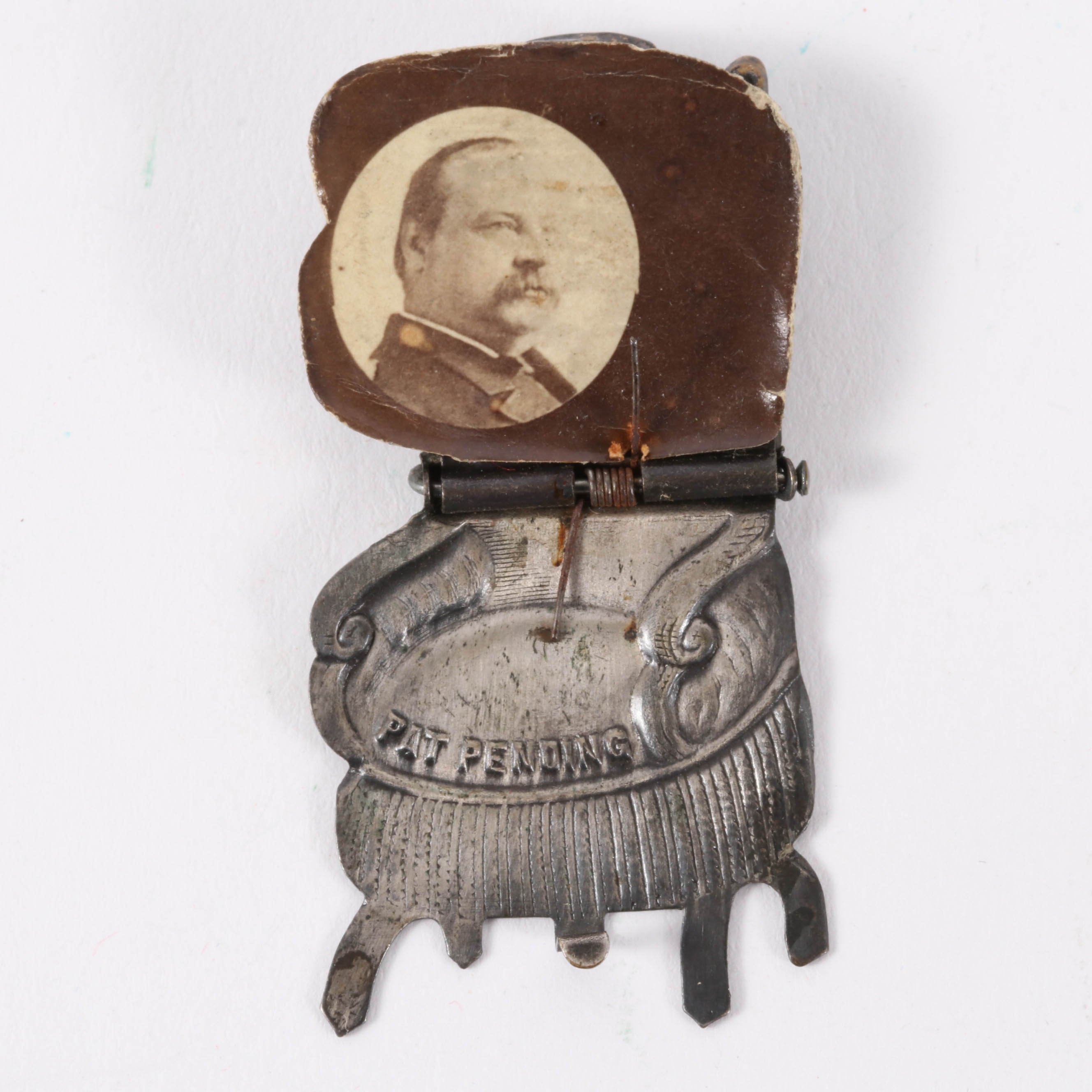 Grover Cleveland "Presidential Chair" and Pop-Up Shield Mechanical Stickpins