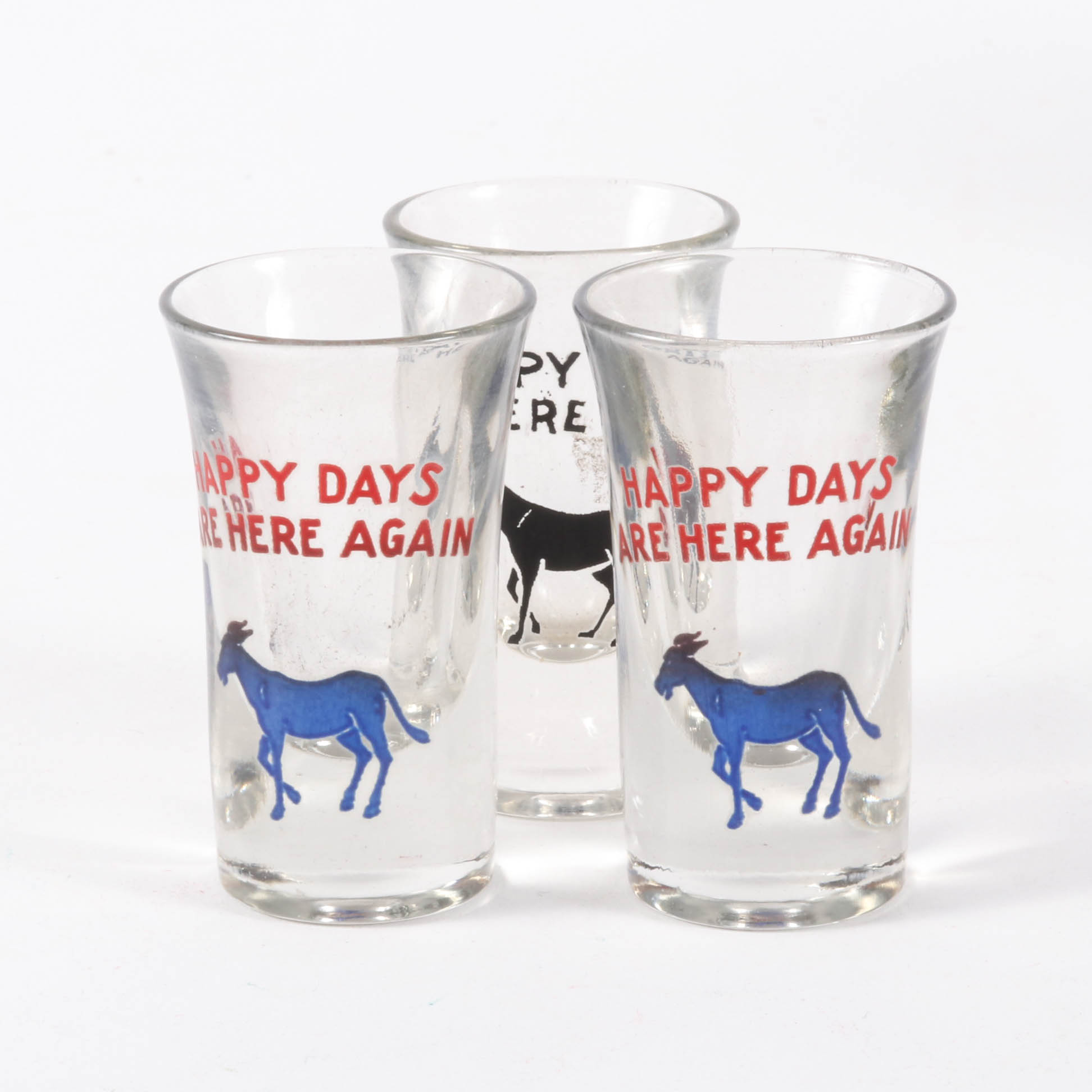 Franklin D. Roosevelt Campaign Era "Happy Days Are Here Again" Shot Glasses