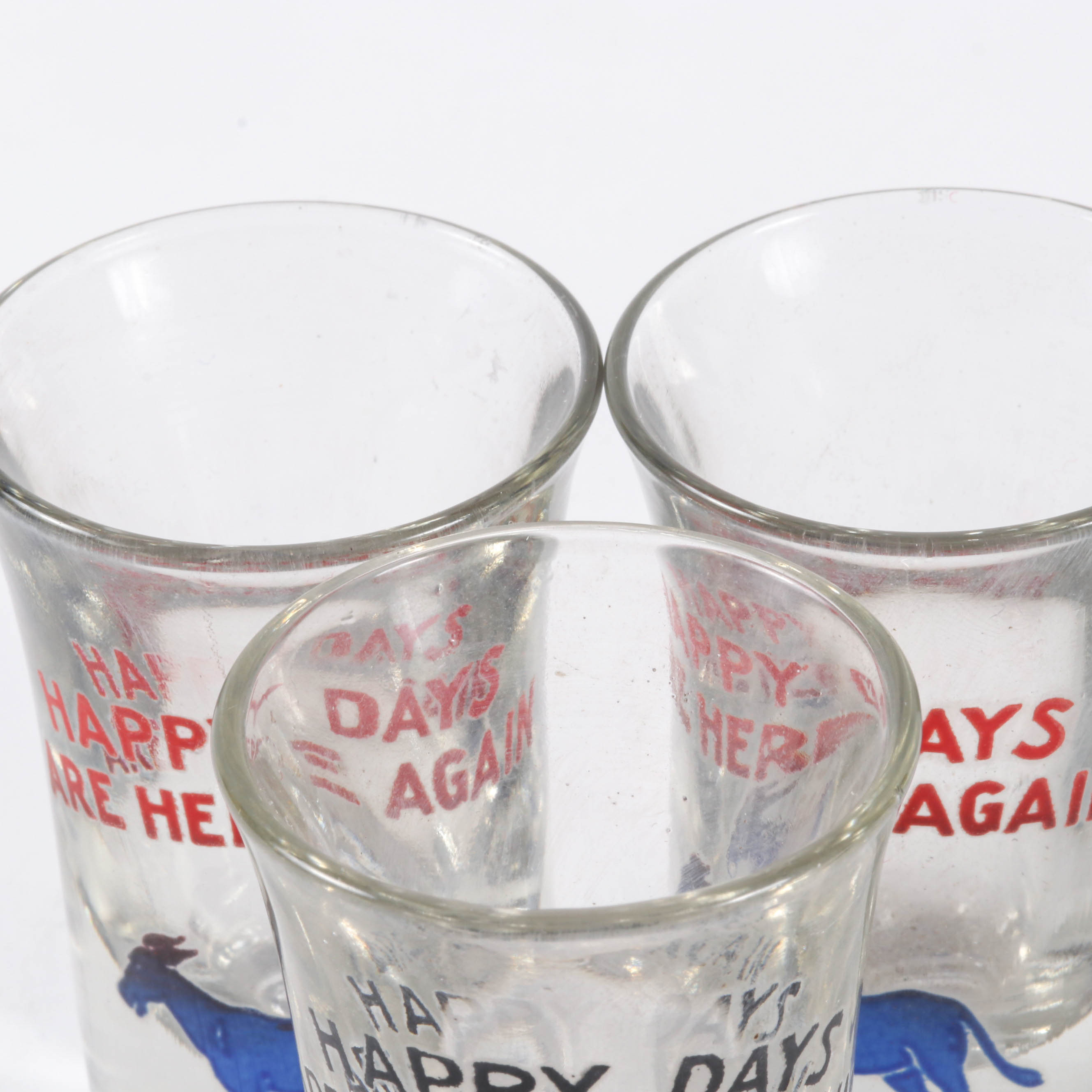 Franklin D. Roosevelt Campaign Era "Happy Days Are Here Again" Shot Glasses
