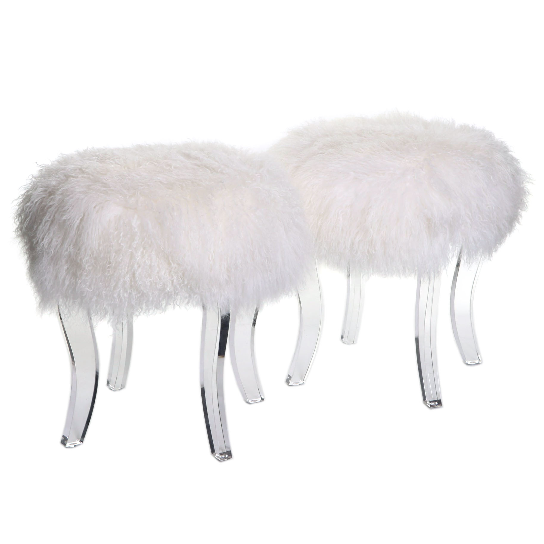 Diamond Home Modern Faux Fur and Acrylic Stools