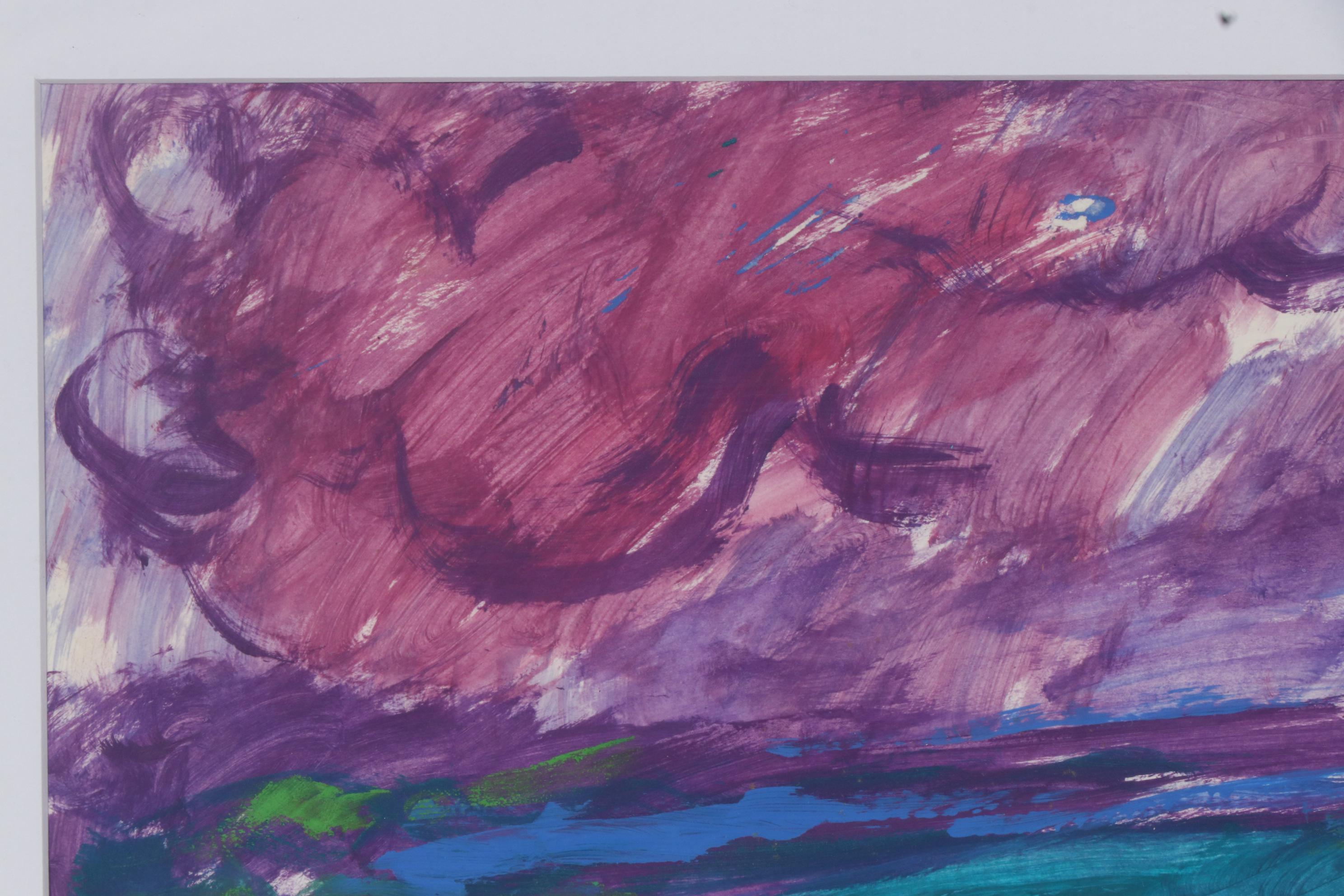 Paul Chidlaw Acrylic Painting of Abstract Landscape, Mid to Late 20th Century