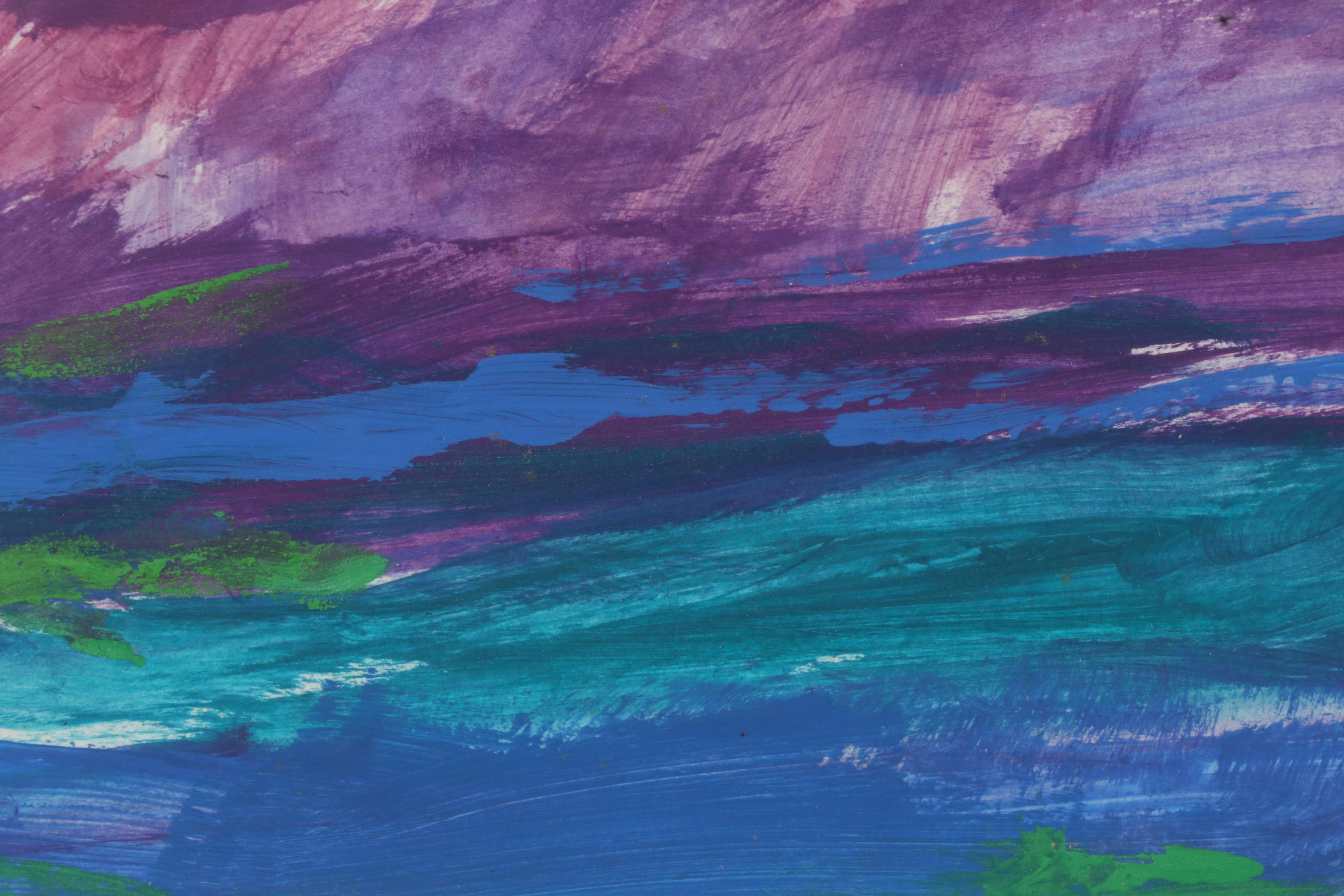 Paul Chidlaw Acrylic Painting of Abstract Landscape, Mid to Late 20th Century