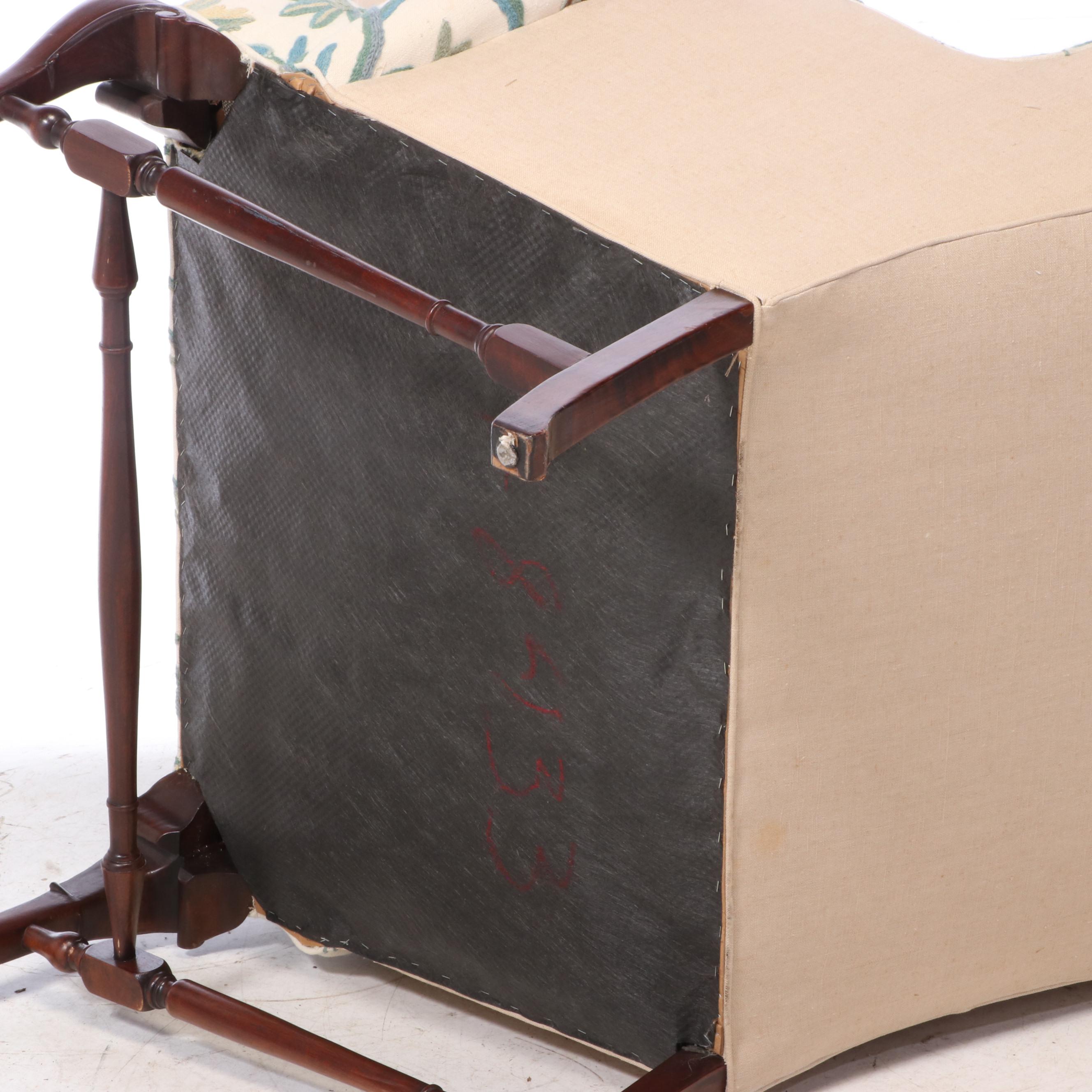 Southwood Reproductions George II Style Mahogany & Crewelwork Wingback Armchair