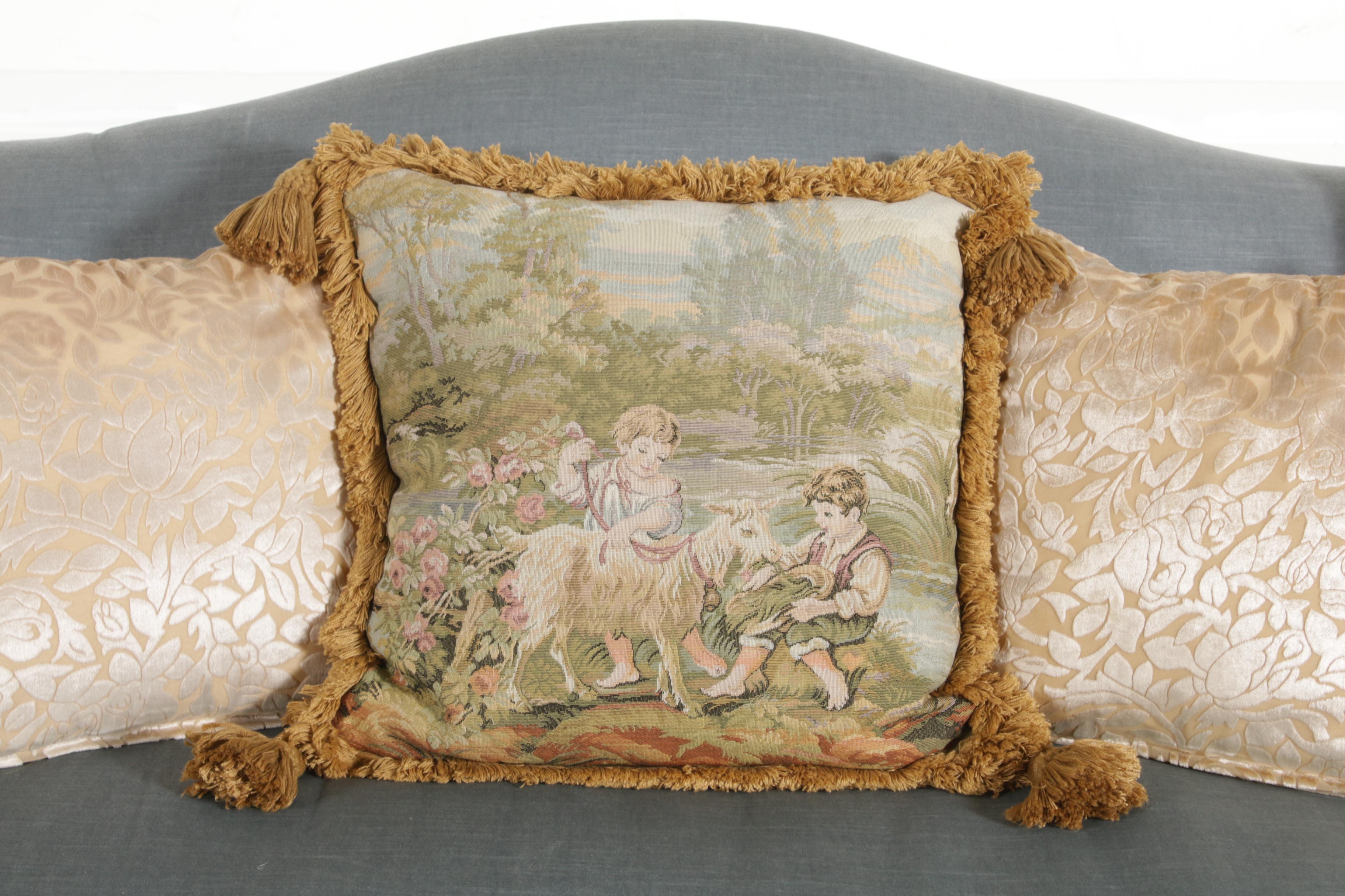 Key City Chippendale Style Camelback Sofa with Velvet Upholstery, Late 20th C.