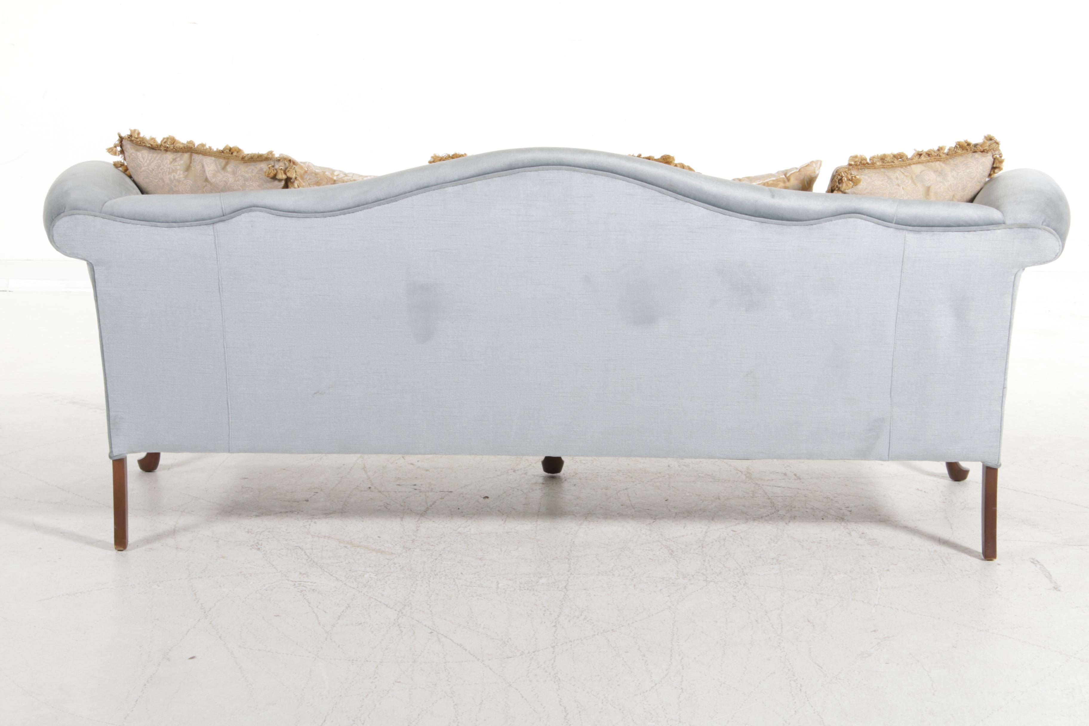 Key City Chippendale Style Camelback Sofa with Velvet Upholstery, Late 20th C.