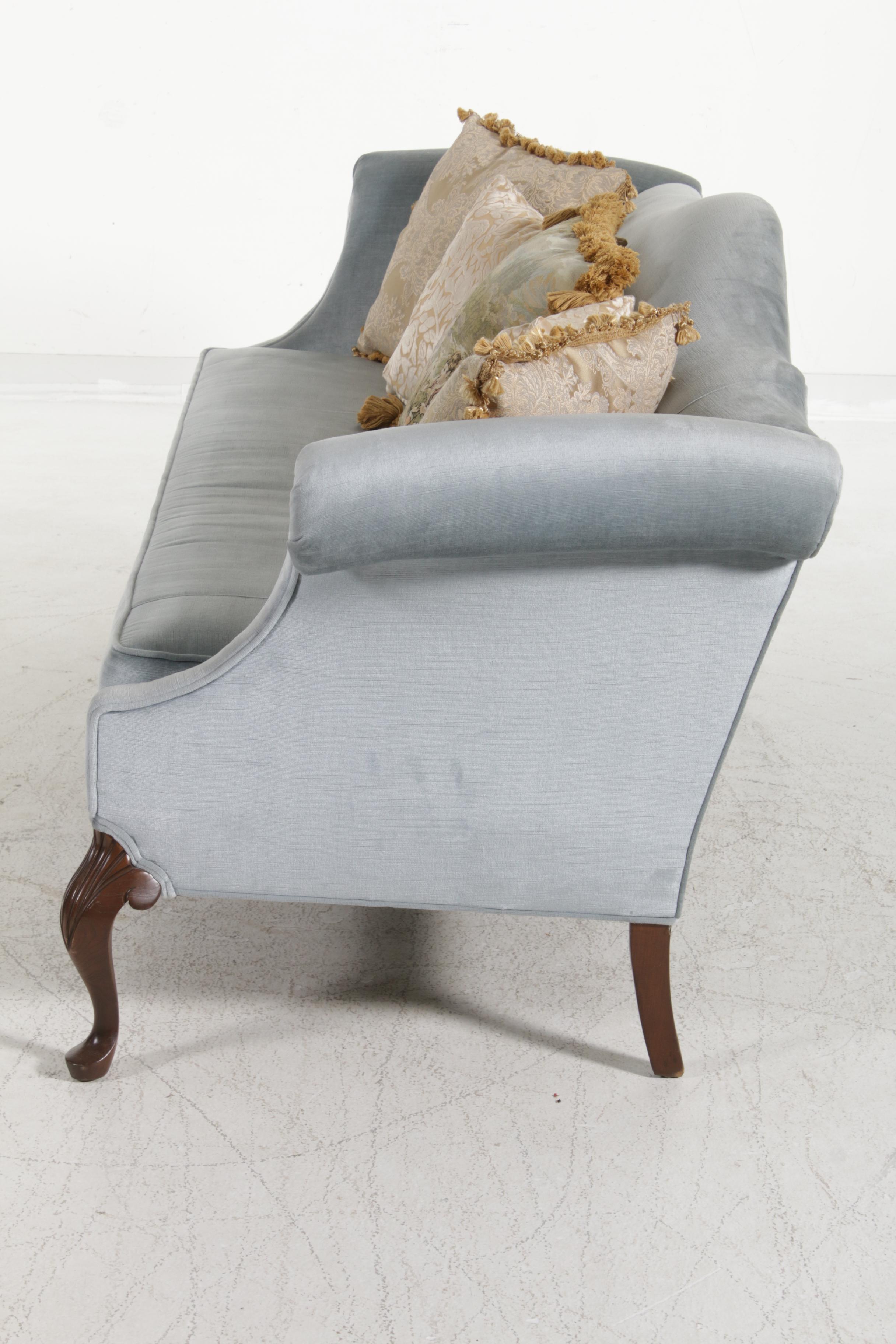 Key City Chippendale Style Camelback Sofa with Velvet Upholstery, Late 20th C.