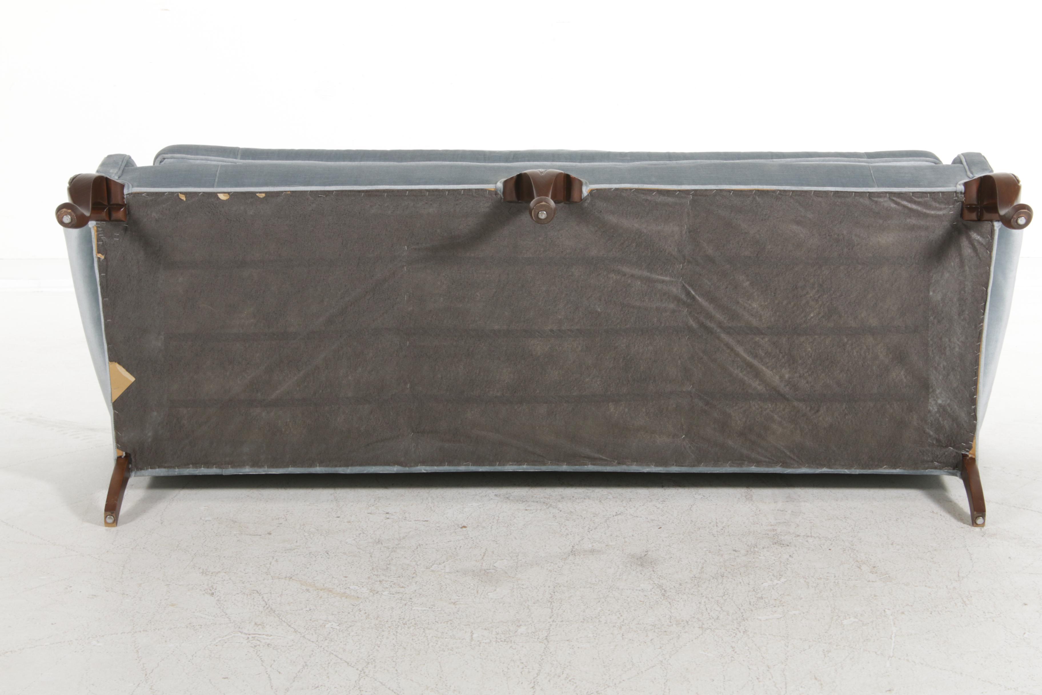 Key City Chippendale Style Camelback Sofa with Velvet Upholstery, Late 20th C.