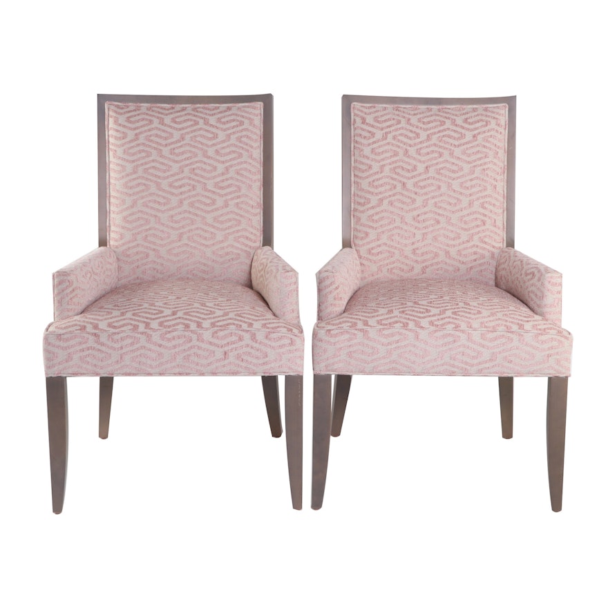 Fairfield Upholstered "Harvey" Arm Chairs in Blush, Contemporary
