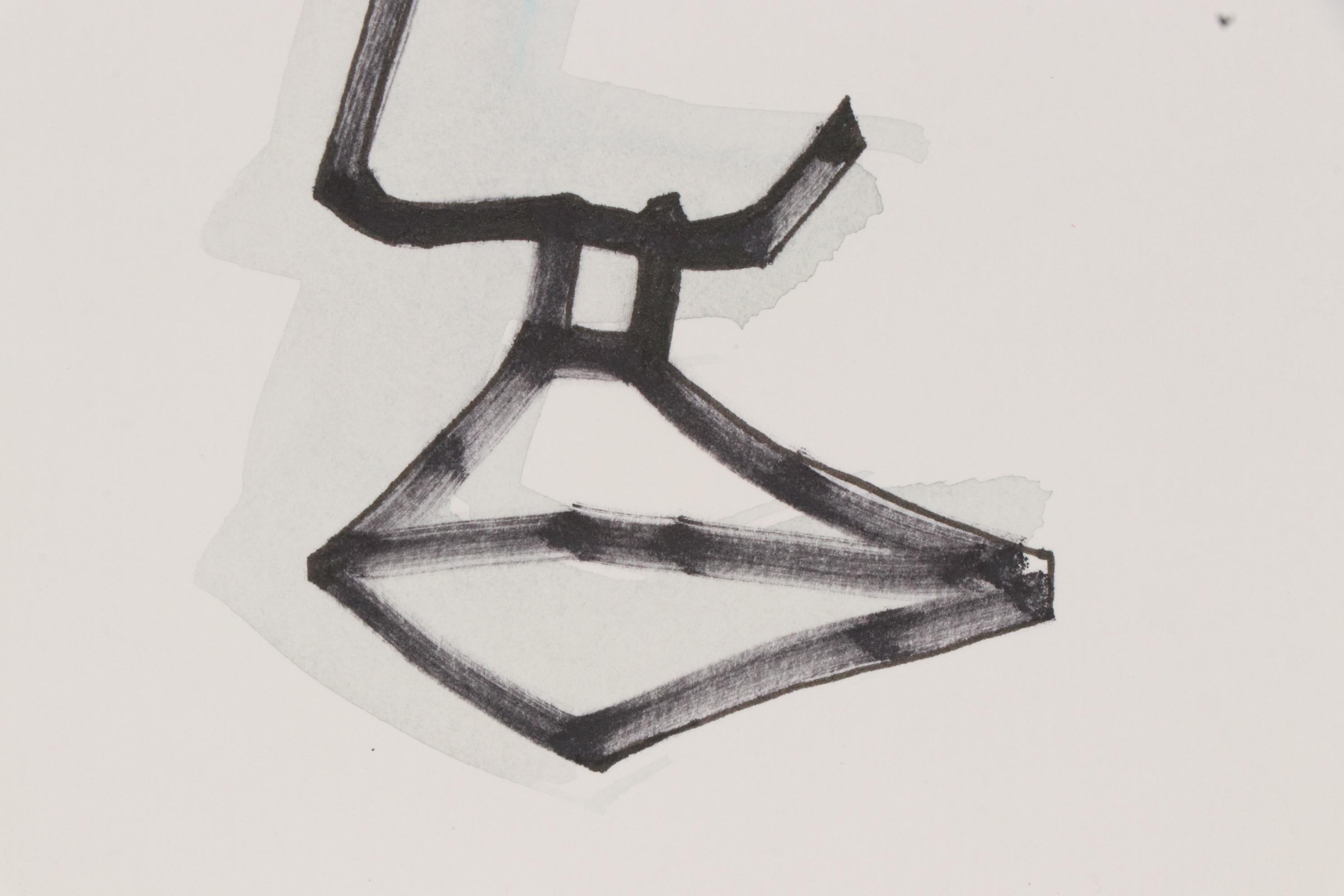 Benjamin Crumpler Mixed Media Drawing of Half-Face Portrait, 1988