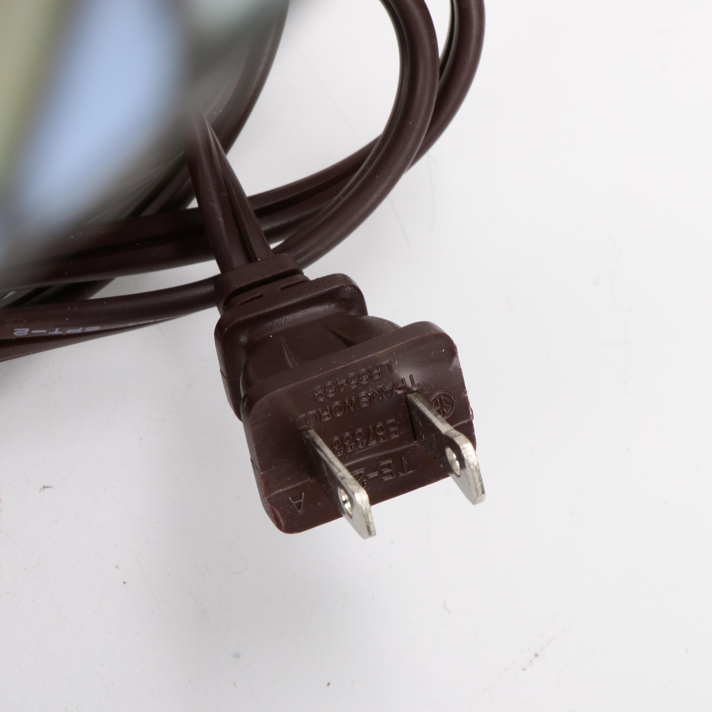 Tiffany Style Bronze and Slag Glass Lamp with Illuminated Bulbular Base