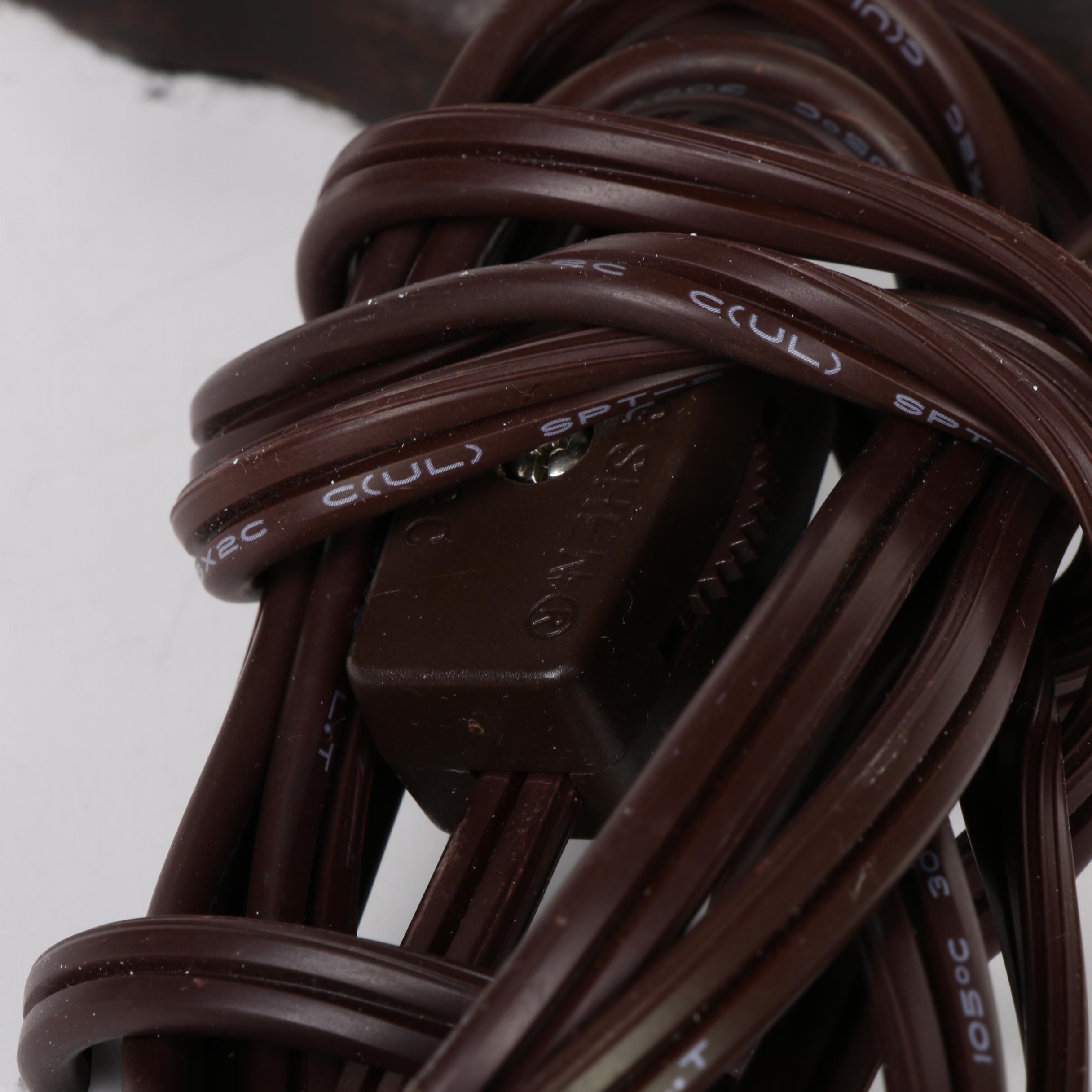 Tiffany Style Bronze and Slag Glass Lamp with Illuminated Bulbular Base