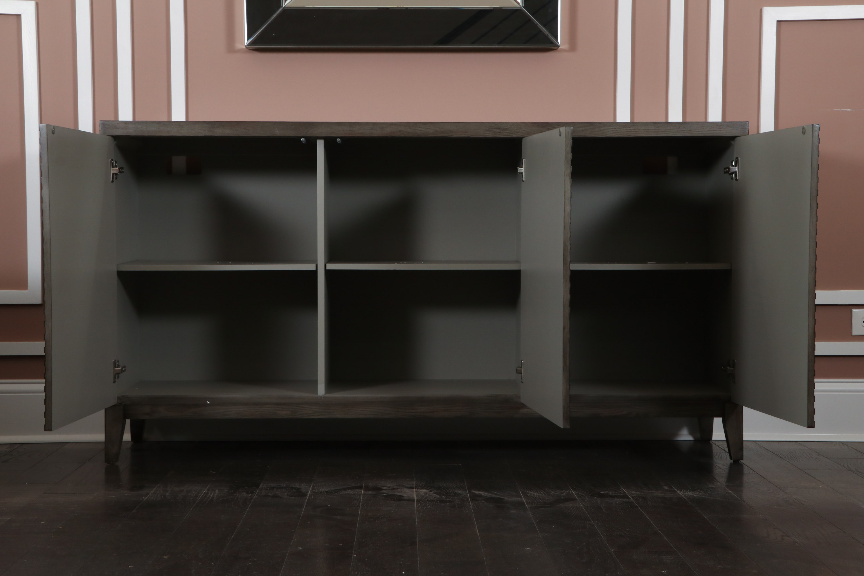 Modern Three-Door Sideboard in Driftwood Grey Finish