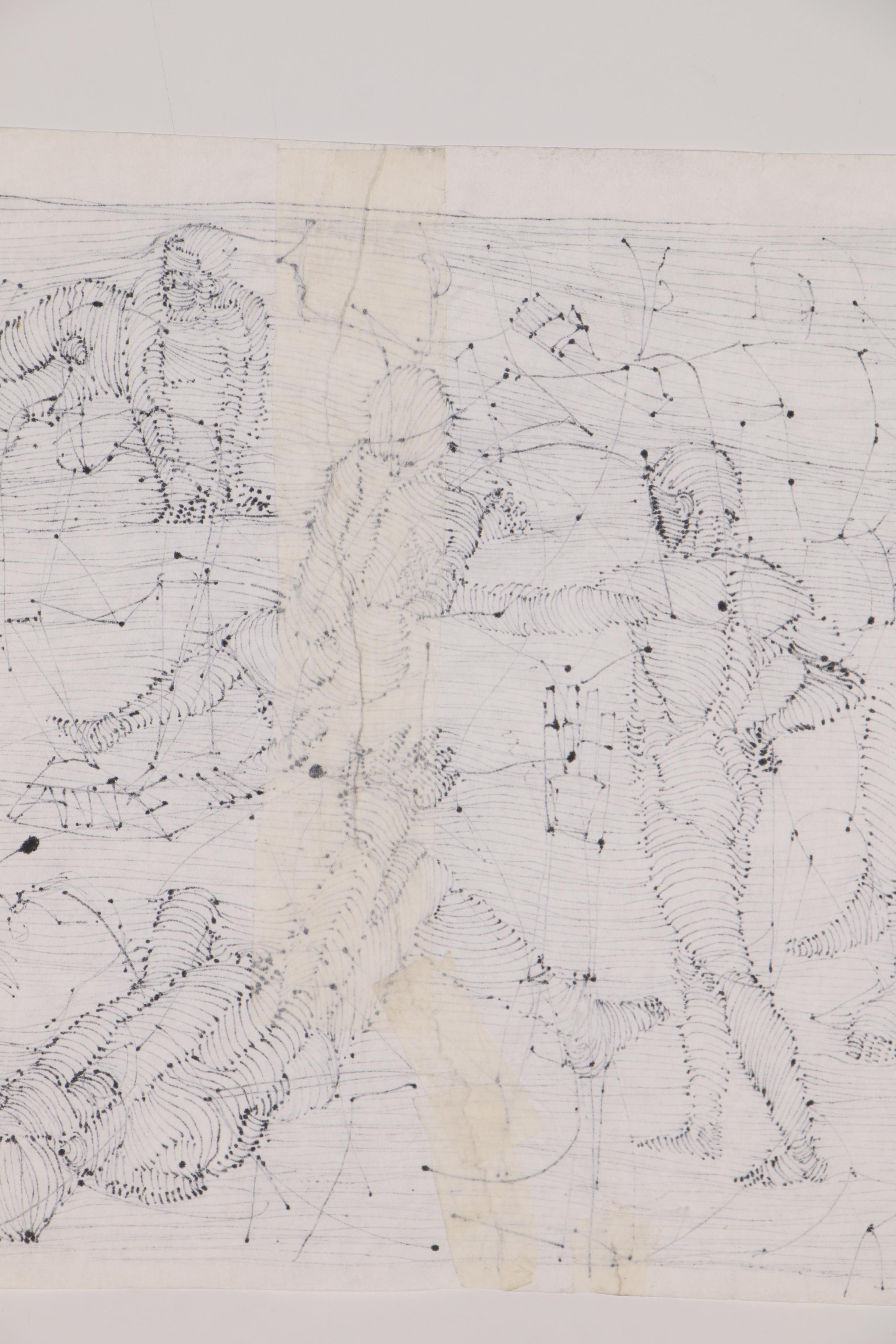 John Tuska Linear Ink Drawing of Figural Study, 1995