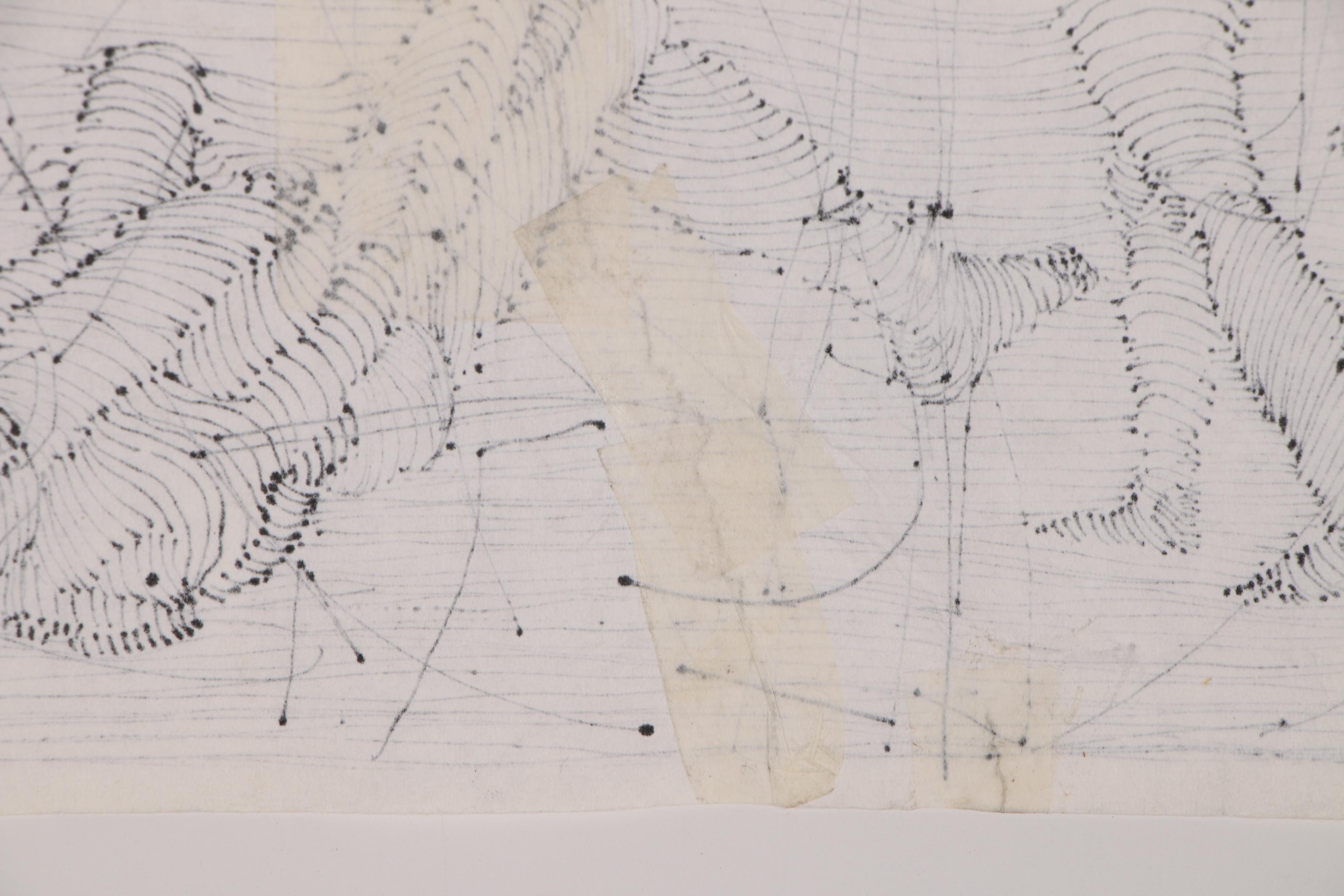 John Tuska Linear Ink Drawing of Figural Study, 1995