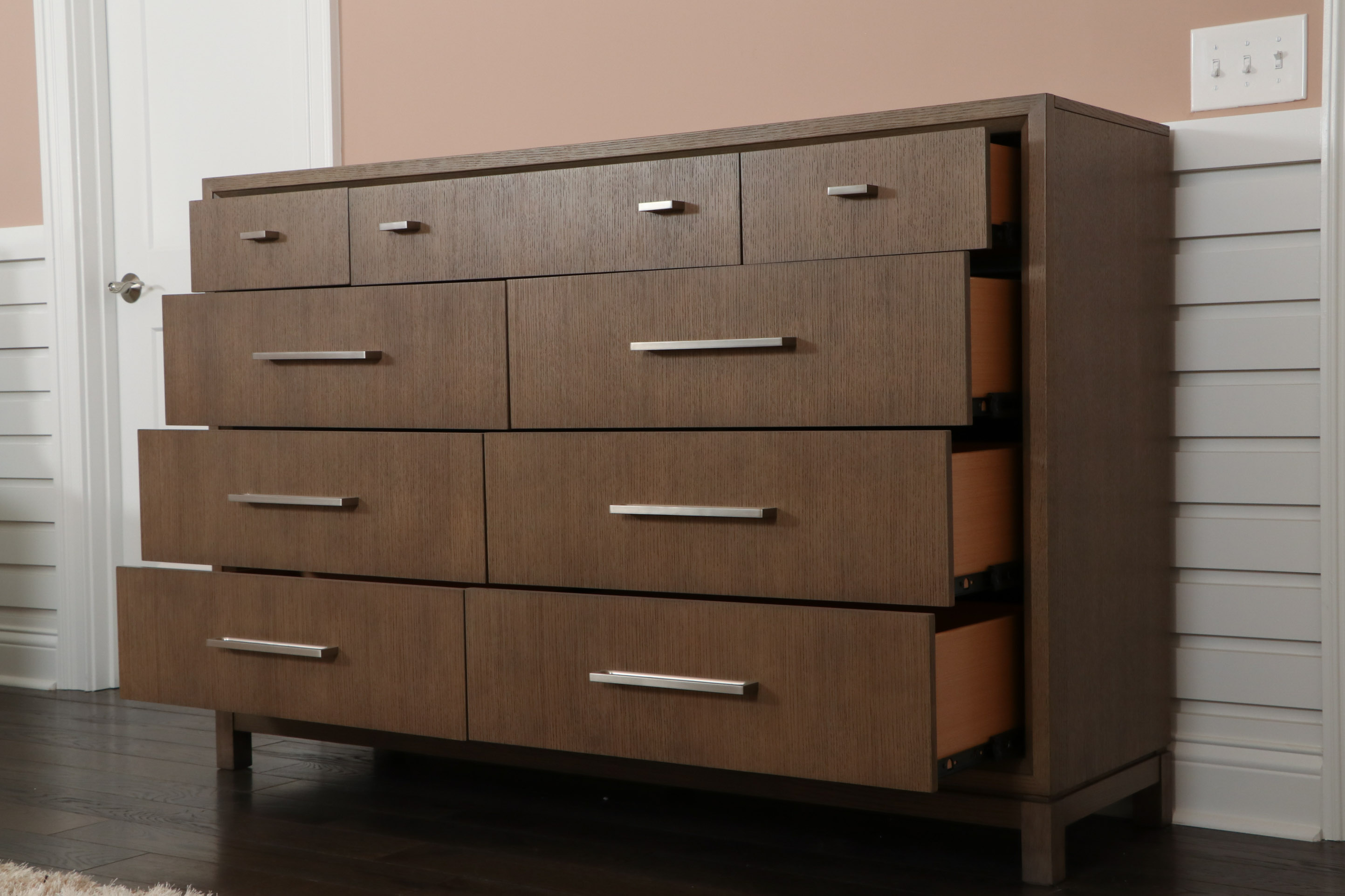 Rachel Ray Home "Highline" 9-Drawer Dresser in Light Grey Driftwood Finish