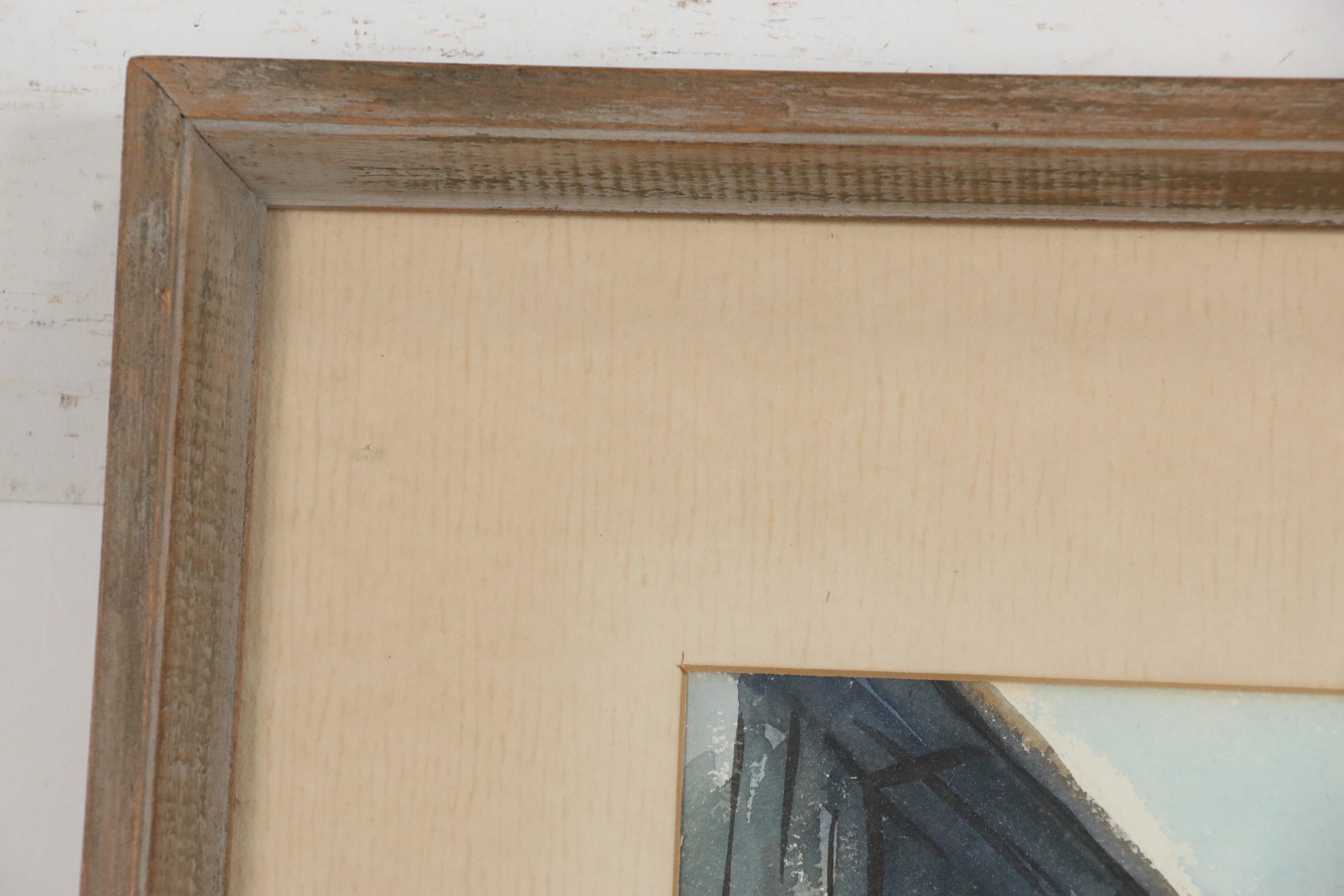 Taddeus Klodnicki Harbor Scene Watercolor Painting, Mid-Late 20th Century