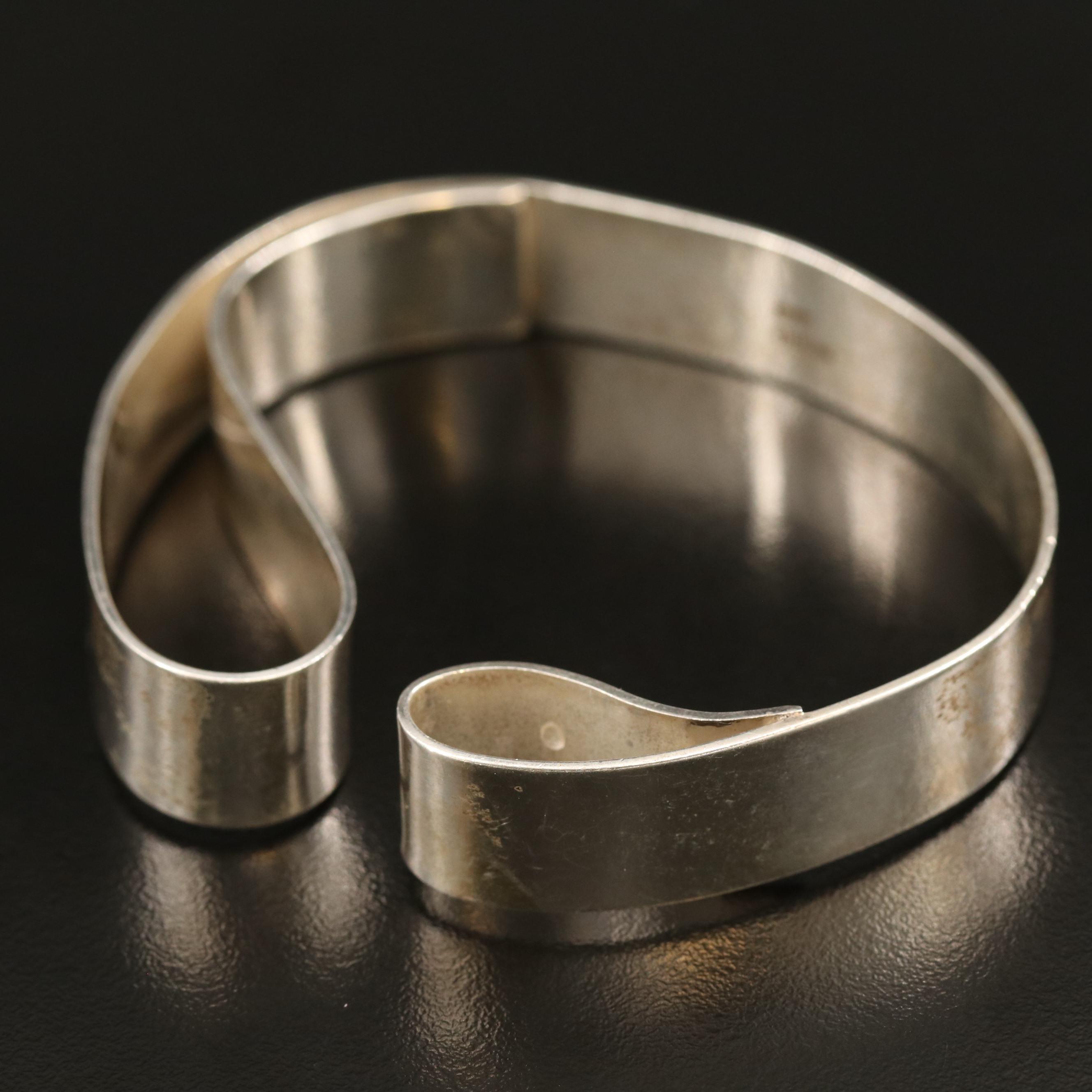 Modernist Betty Cooke Sculptural Sterling Silver Bangle