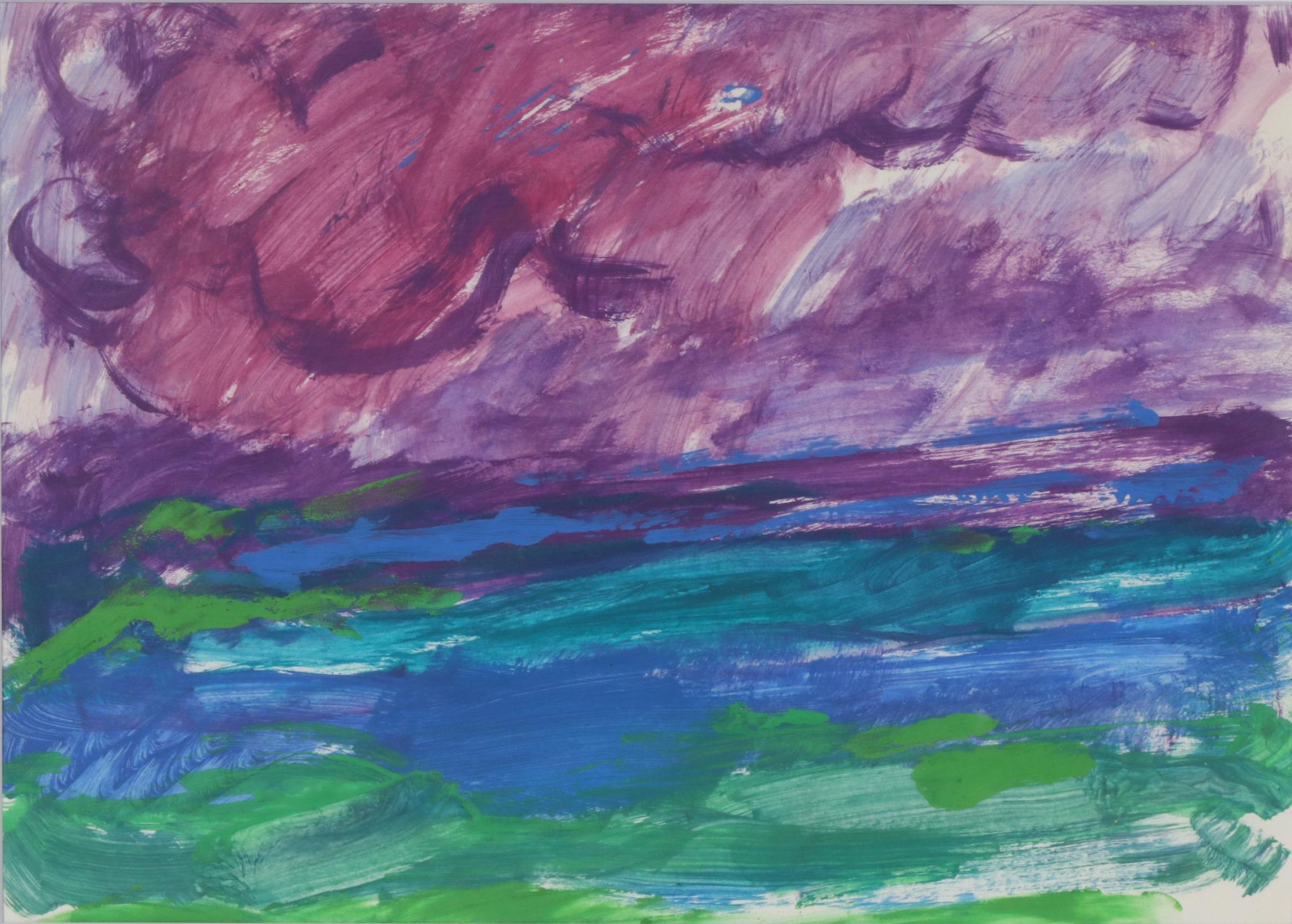 Paul Chidlaw Acrylic Painting of Abstract Landscape, Mid to Late 20th Century