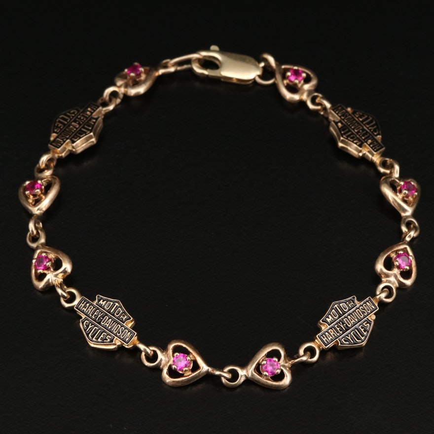 Harley-Davidson 10K Ruby Heart Bracelet