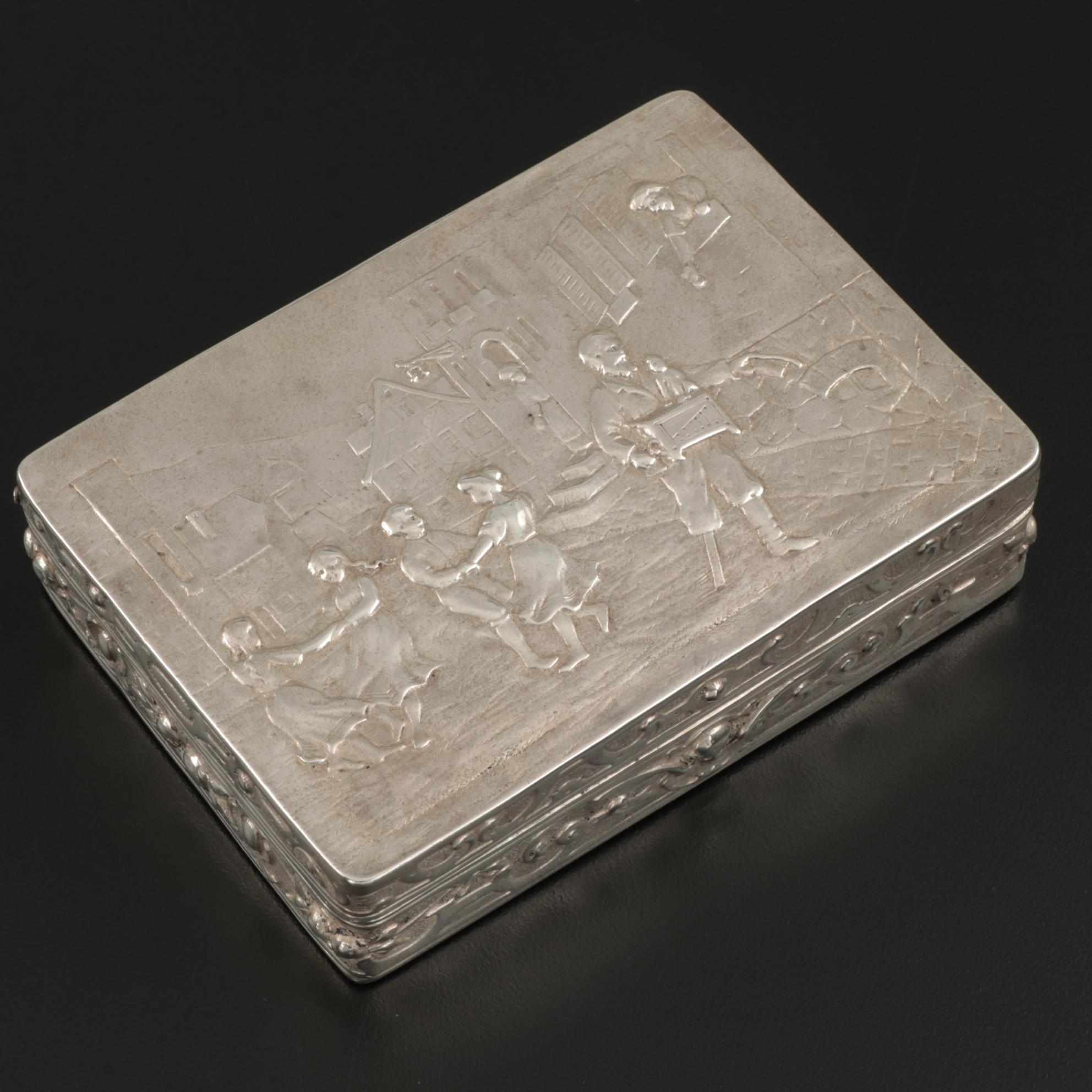 Friedrich Reusswig of Hanau, Germany 800 Silver Repoussé Hinged Box