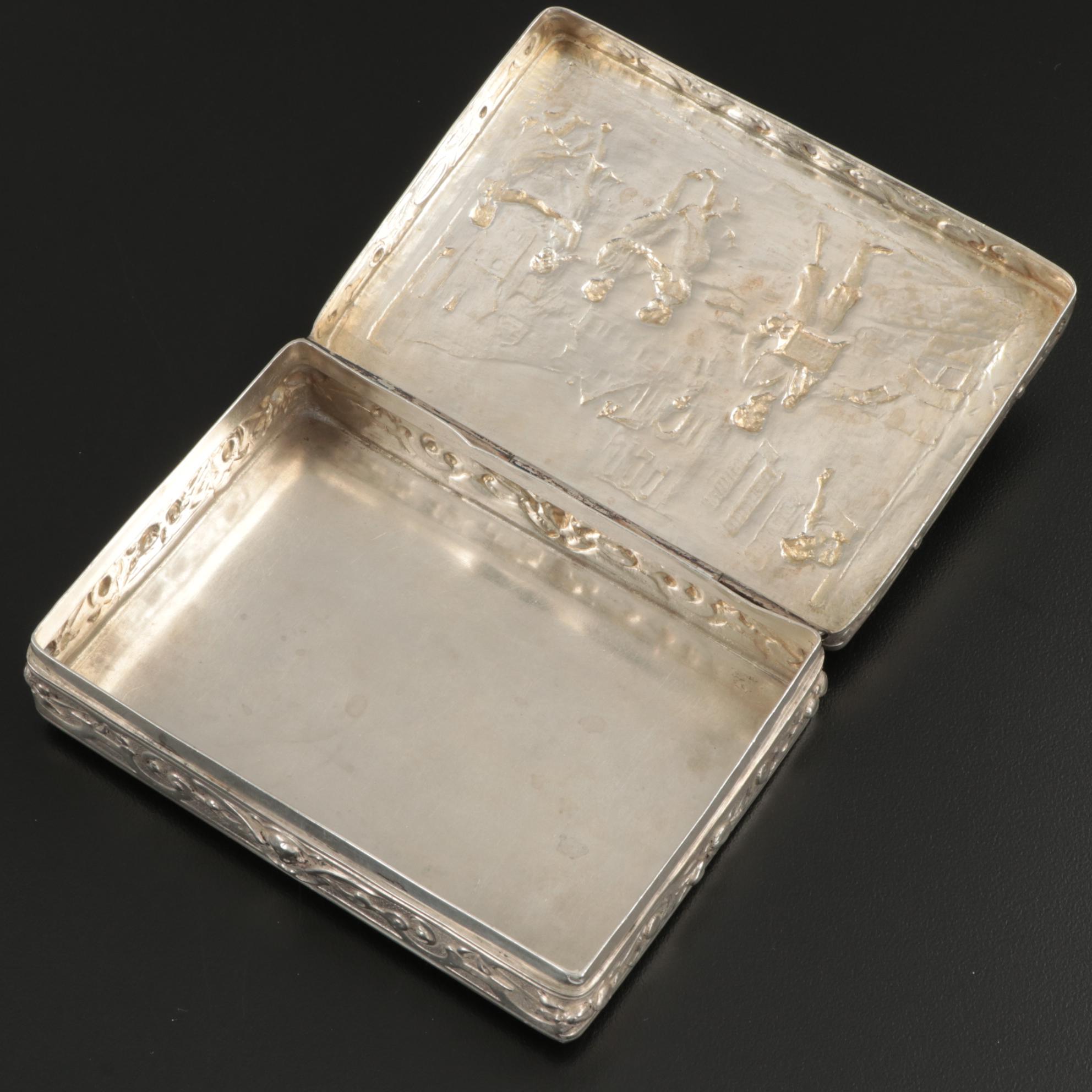 Friedrich Reusswig of Hanau, Germany 800 Silver Repoussé Hinged Box
