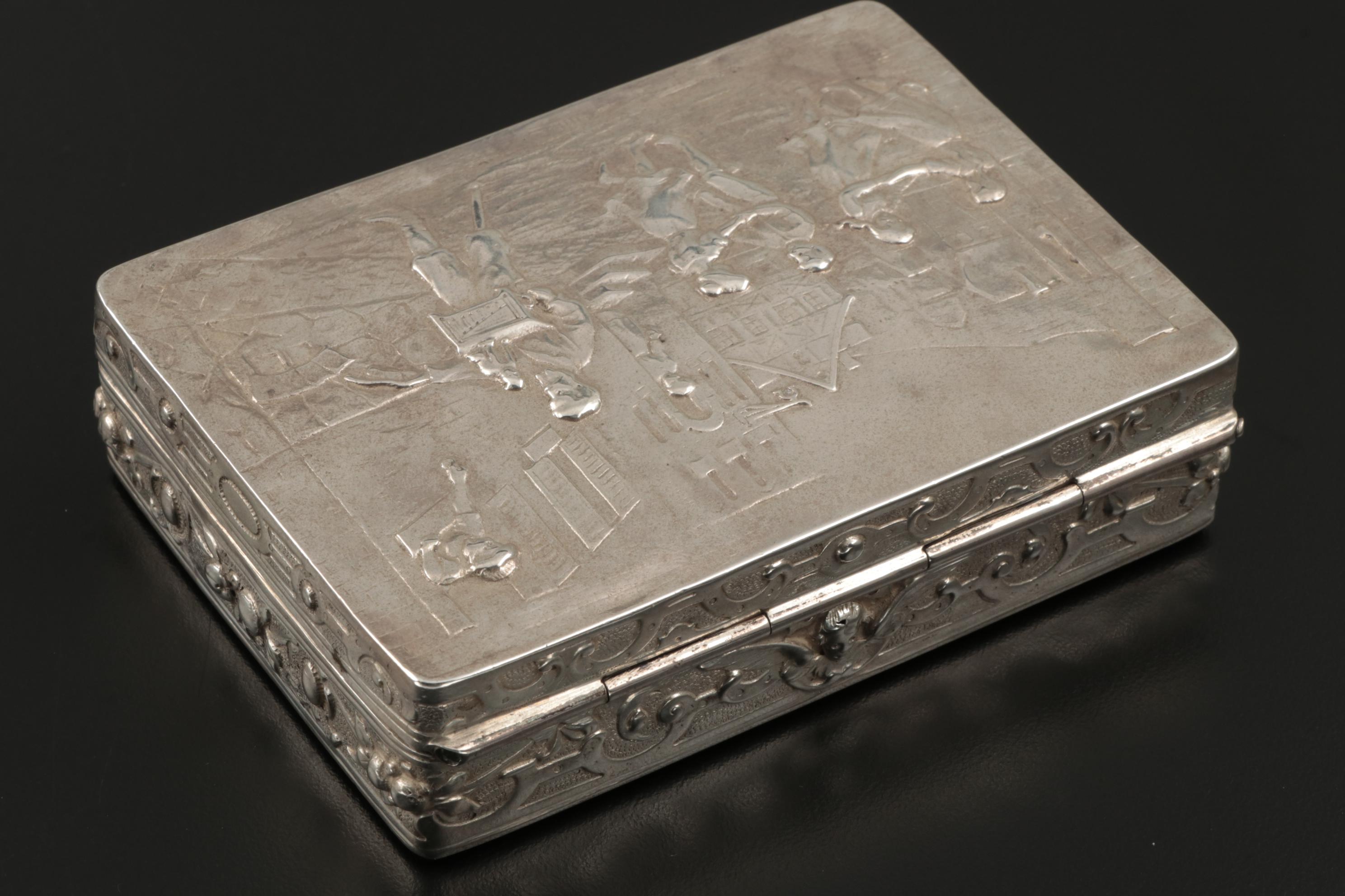 Friedrich Reusswig of Hanau, Germany 800 Silver Repoussé Hinged Box