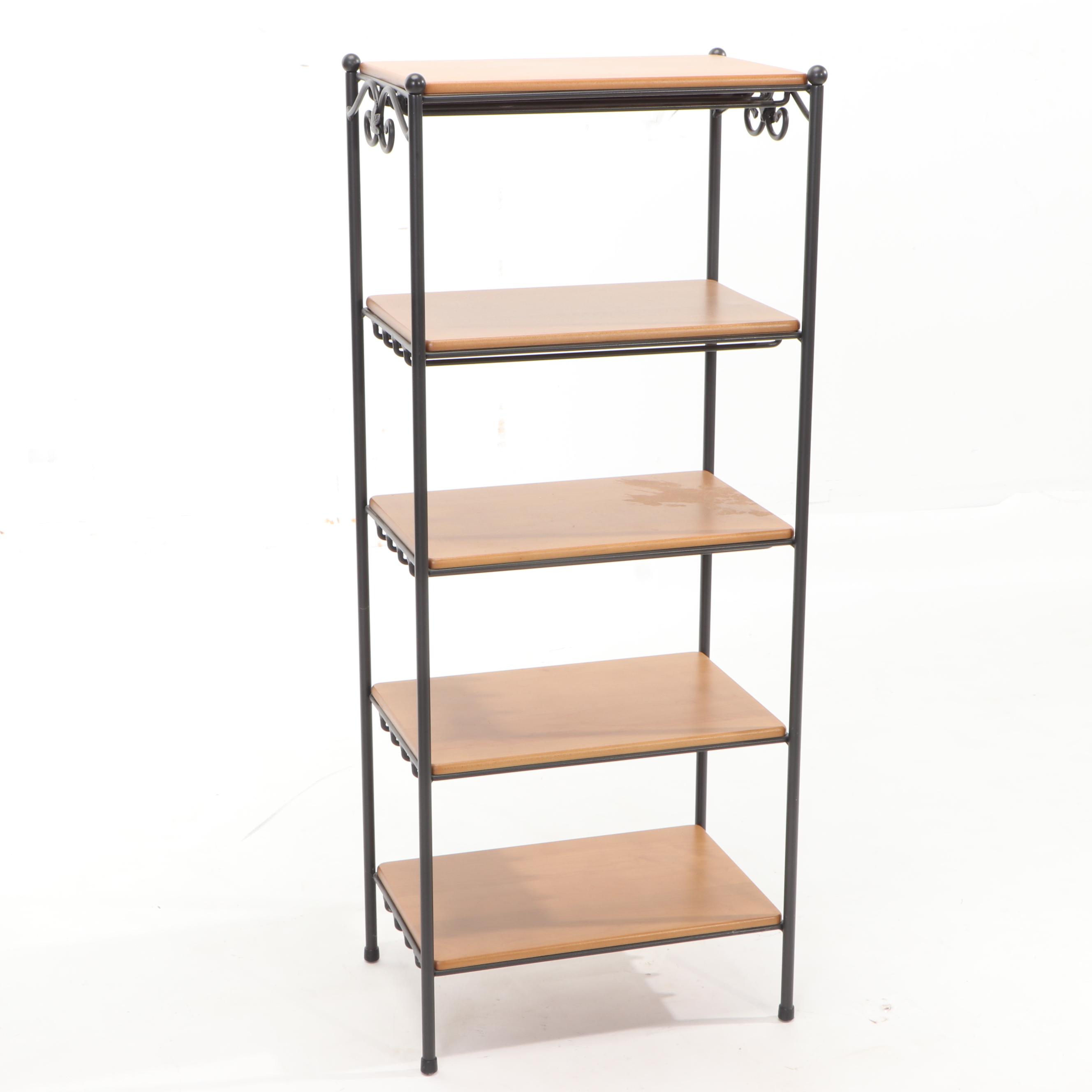 Pair of Longaberger Wrought Metal and Maple Five Tier Shelves