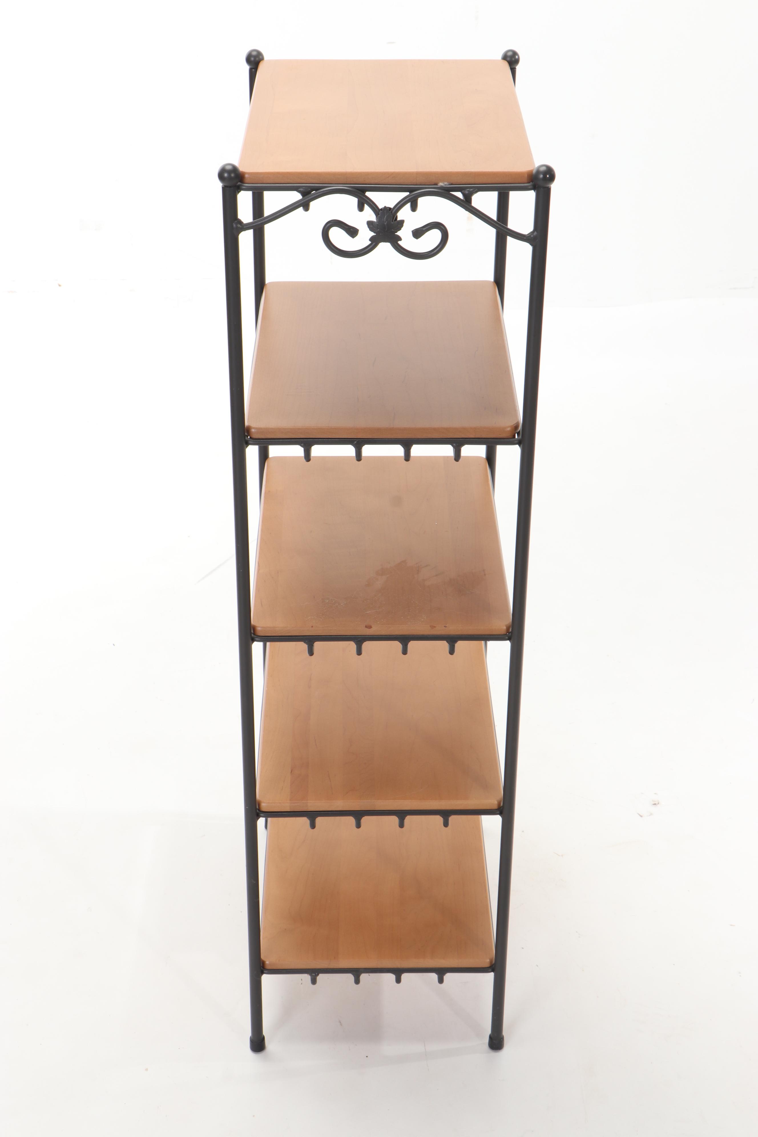 Pair of Longaberger Wrought Metal and Maple Five Tier Shelves
