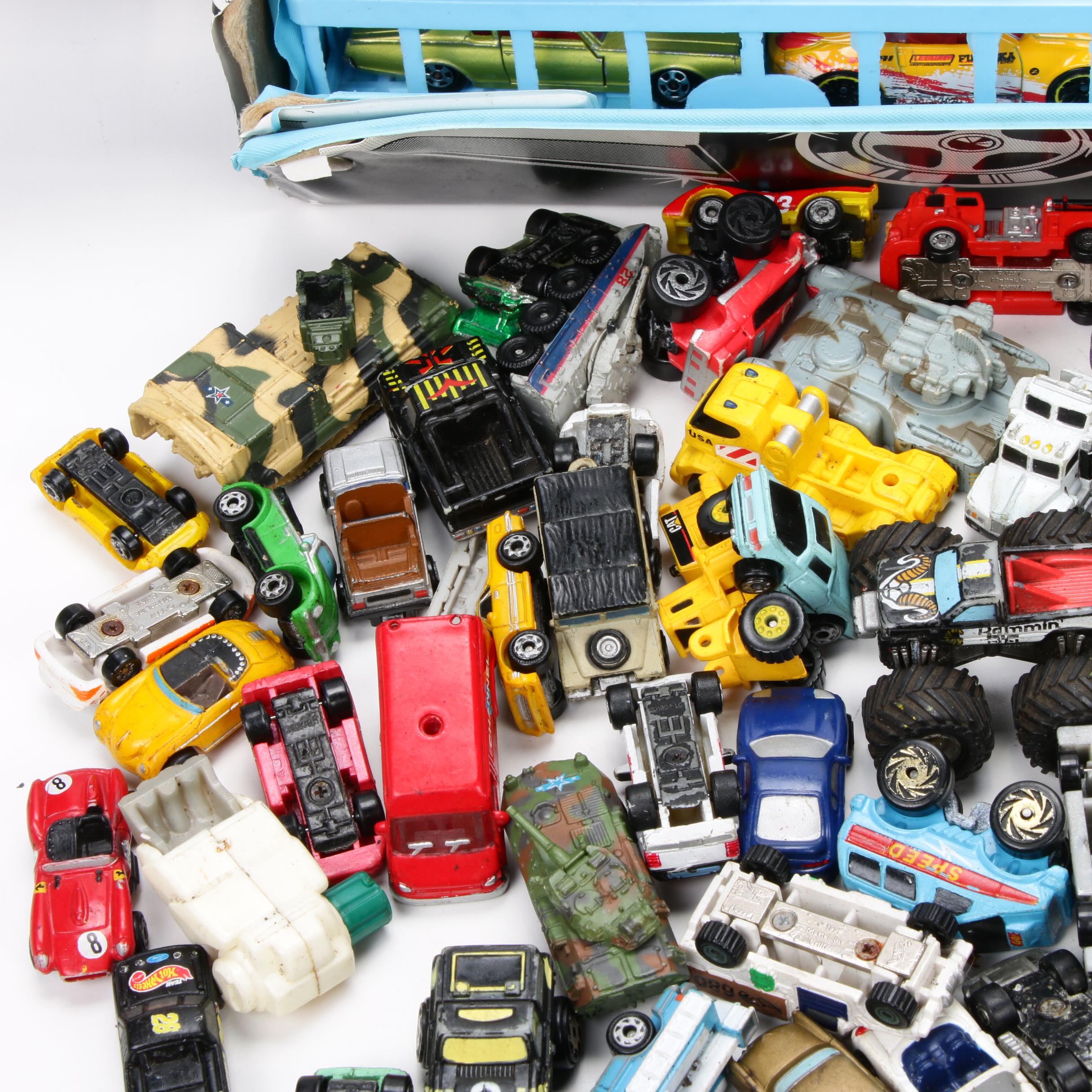 Lesney's Matchbox Full Race-car Case and Micro-Machines Vehicles and Airplanes