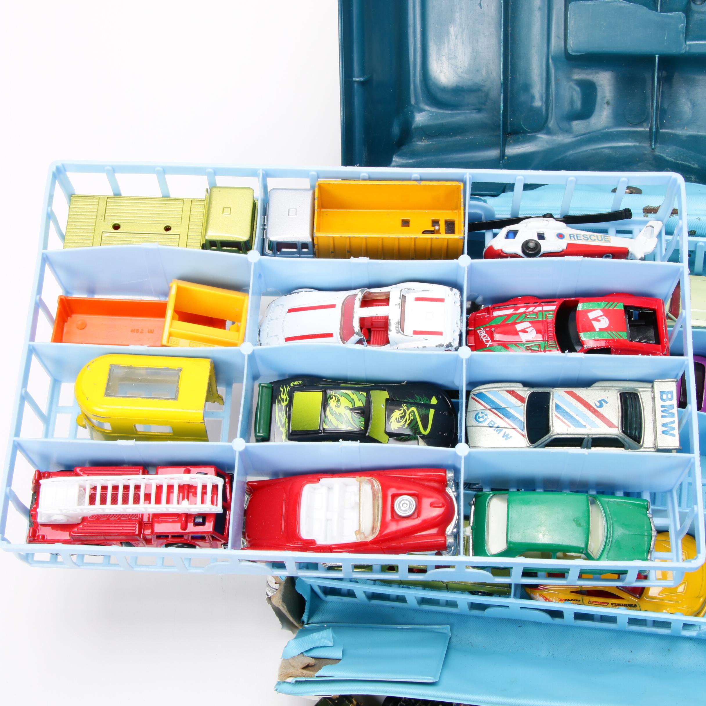 Lesney's Matchbox Full Race-car Case and Micro-Machines Vehicles and Airplanes